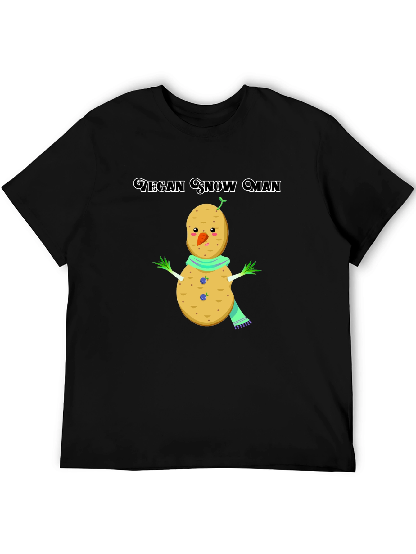 Vegan Snowman T-Shirt: Funny Potato Winter Tee