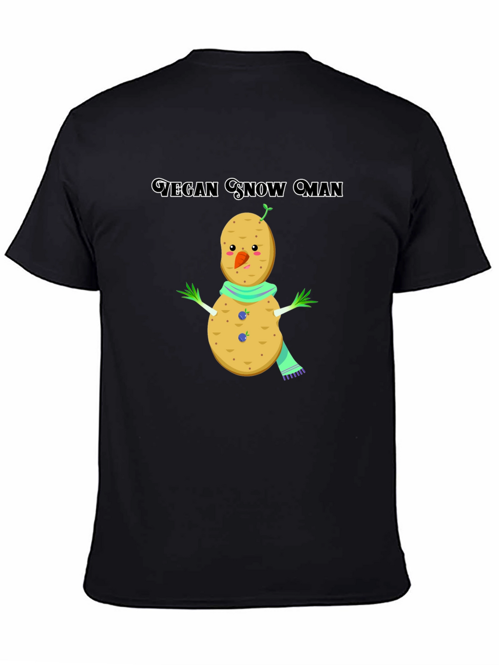 Vegan Snowman T-Shirt: Funny Potato Winter Tee