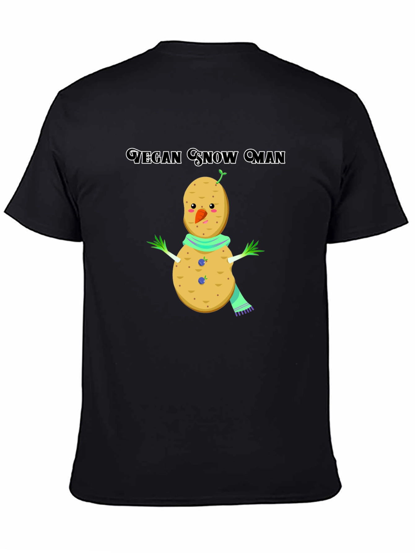 Vegan Snowman T-Shirt: Funny Potato Winter Tee