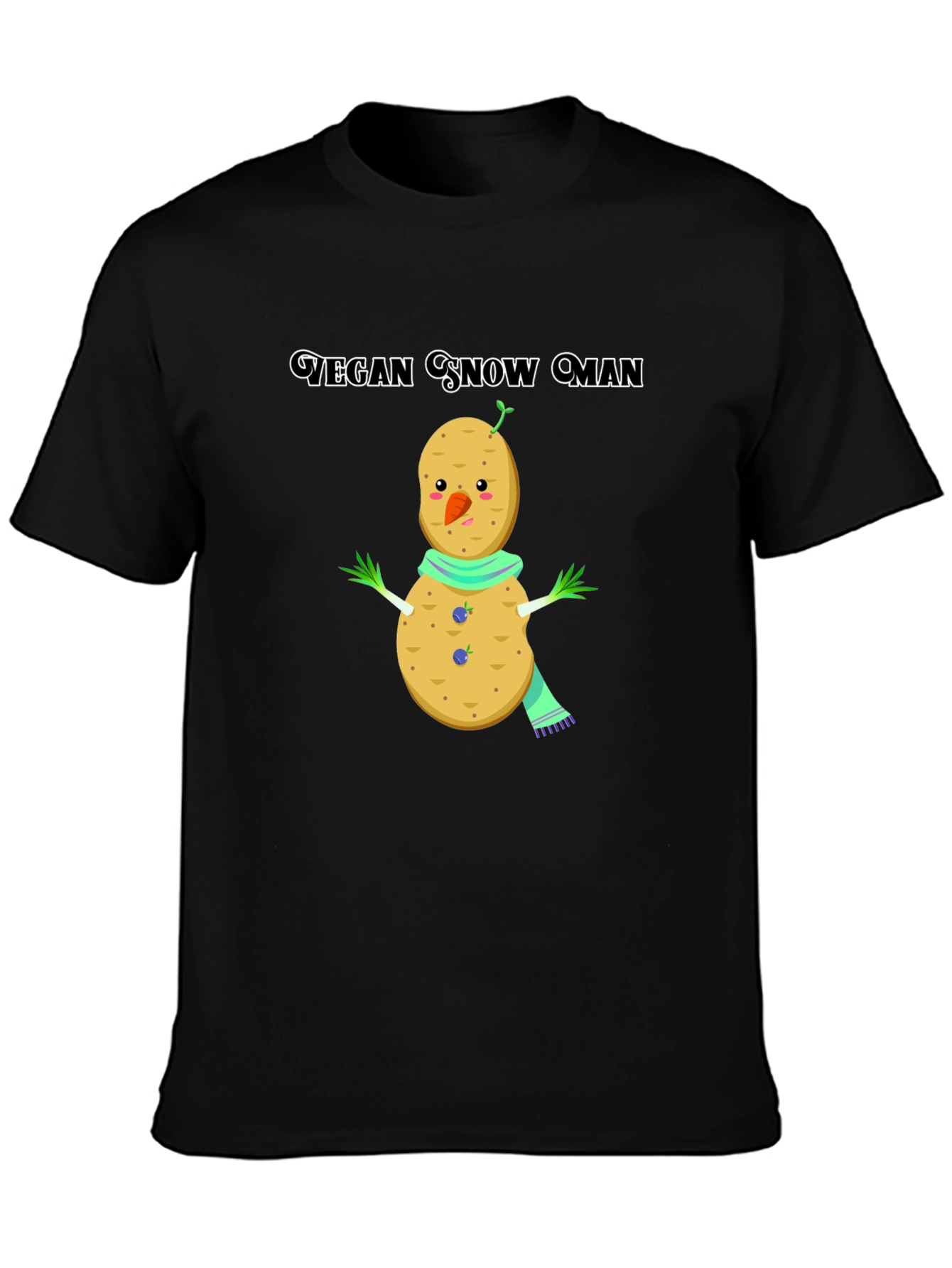 Vegan Snowman T-Shirt: Funny Potato Winter Tee