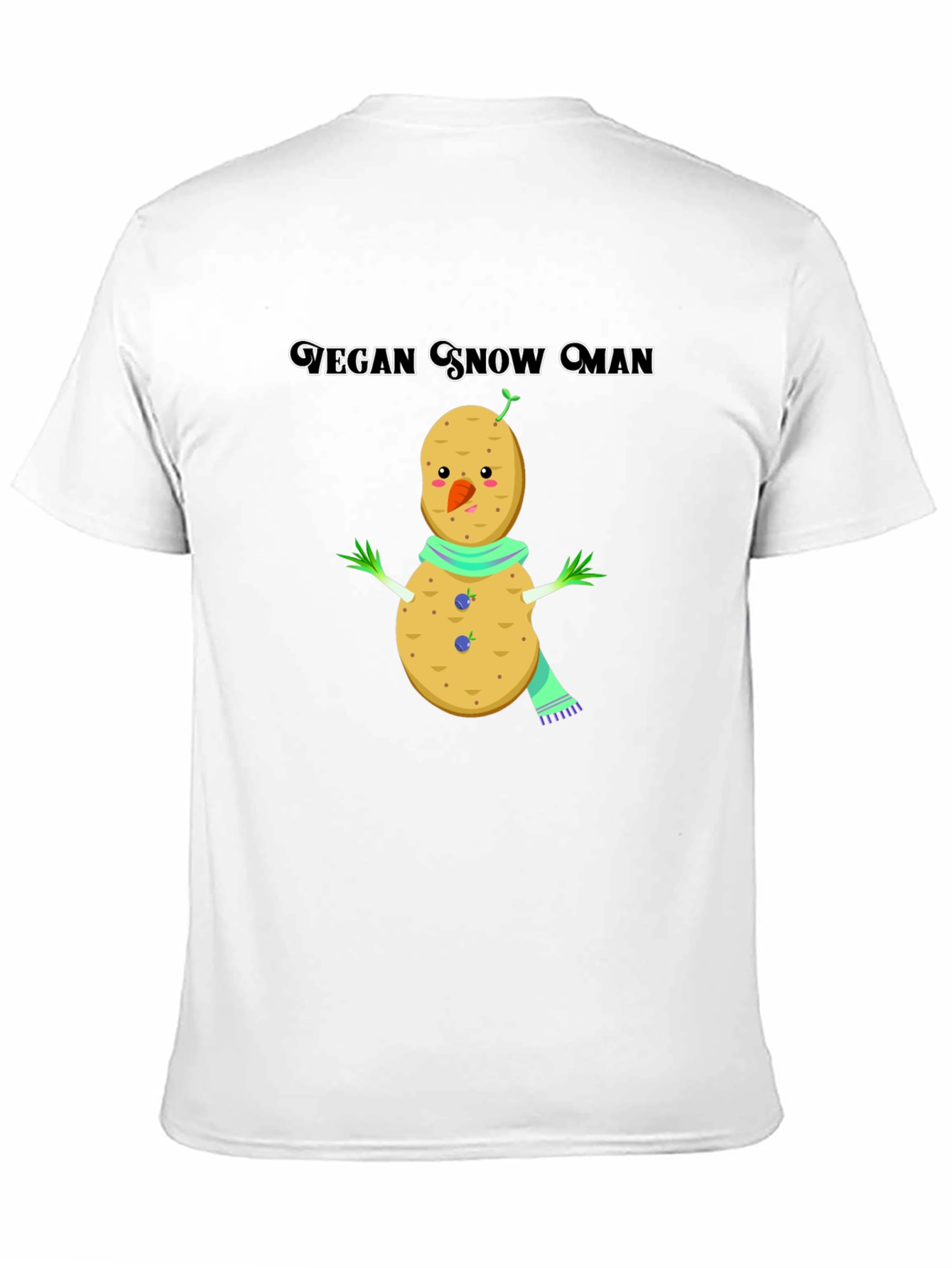 Vegan Snowman T-Shirt: Funny Potato Winter Tee