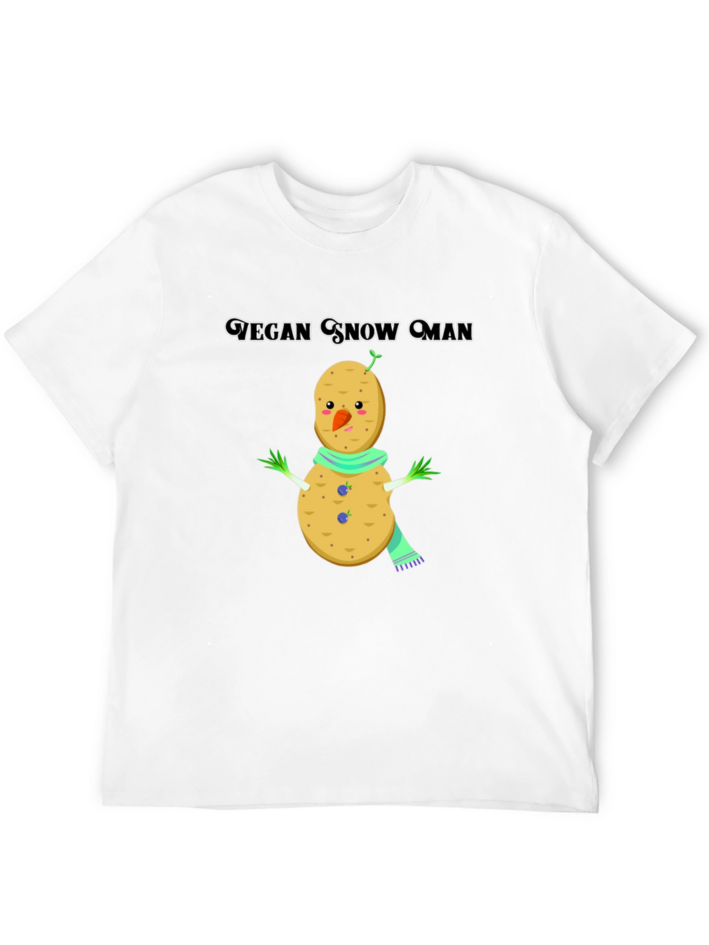 Vegan Snowman T-Shirt: Funny Potato Winter Tee