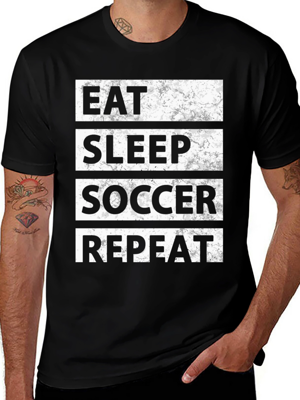 Eat Sleep Soccer Repeat T-Shirt - Black Graphic Tee