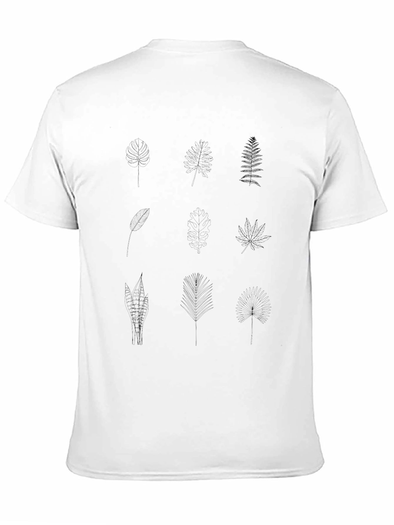 Minimalist Leaf Print Black T-Shirt