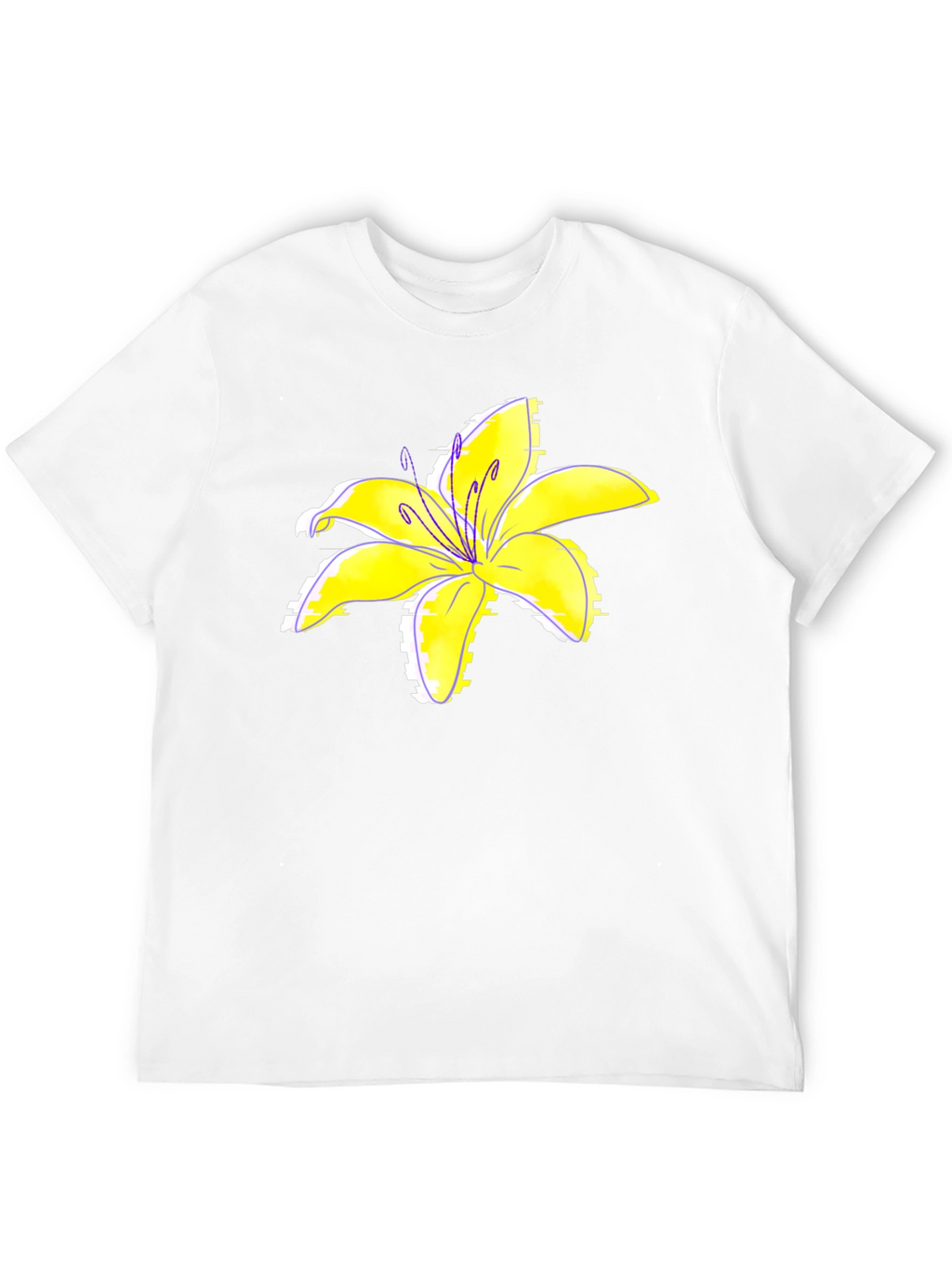 Black T-Shirt with Yellow Lily Flower Print