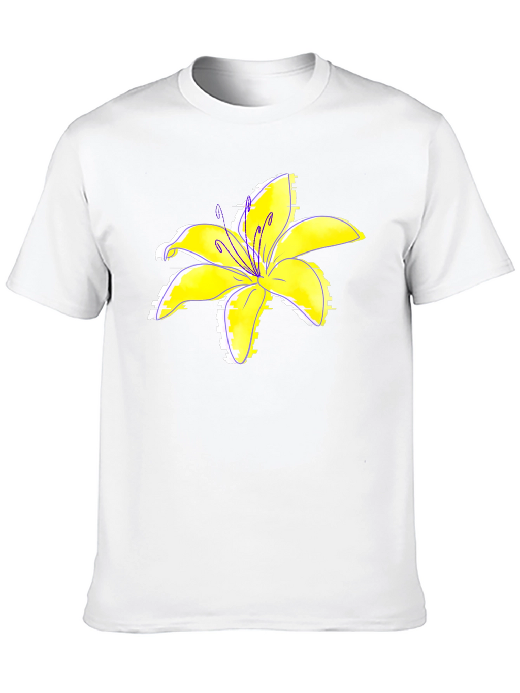 Black T-Shirt with Yellow Lily Flower Print