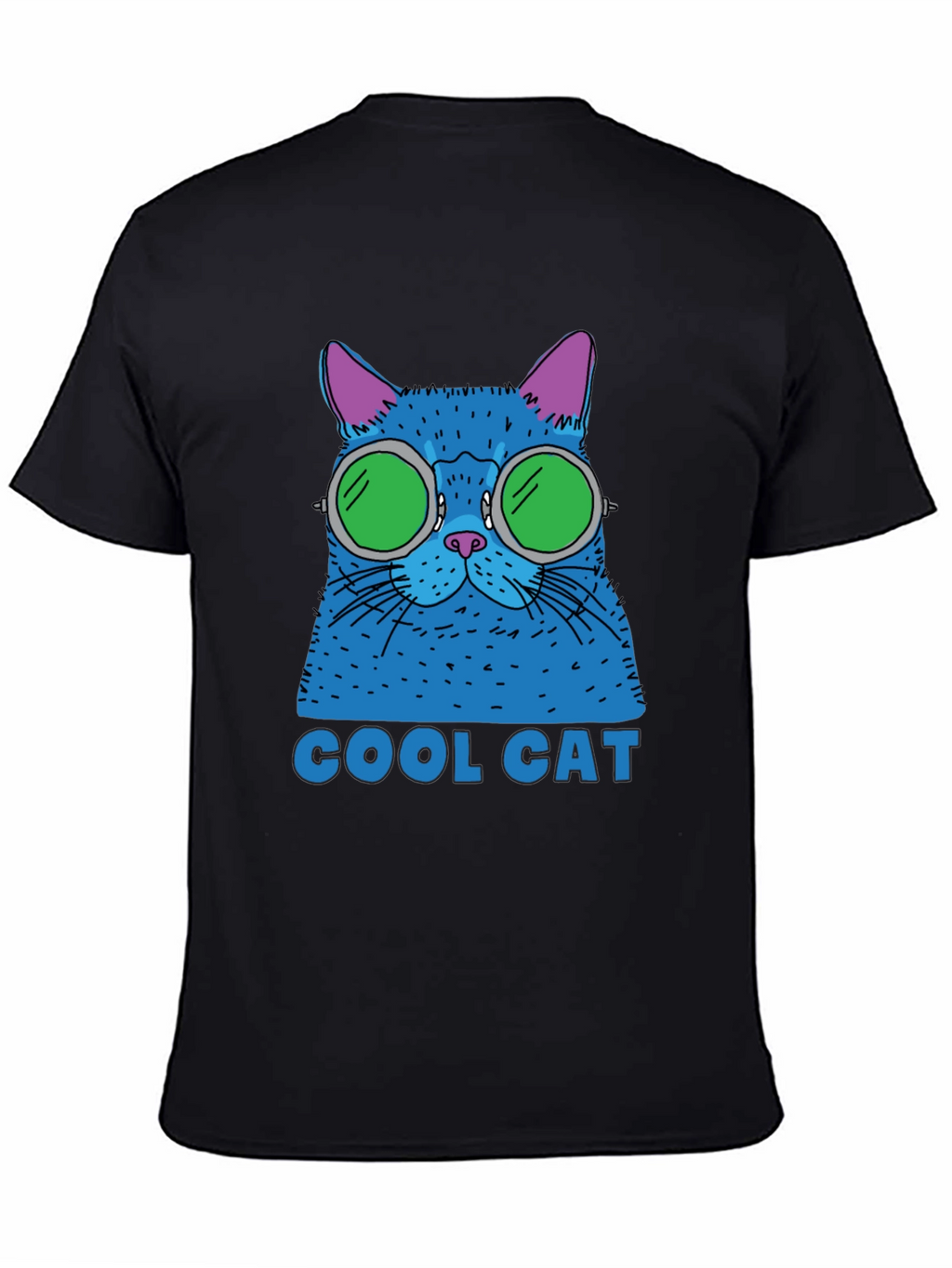 Cool Cat Graphic Tee - Black Cotton T-Shirt