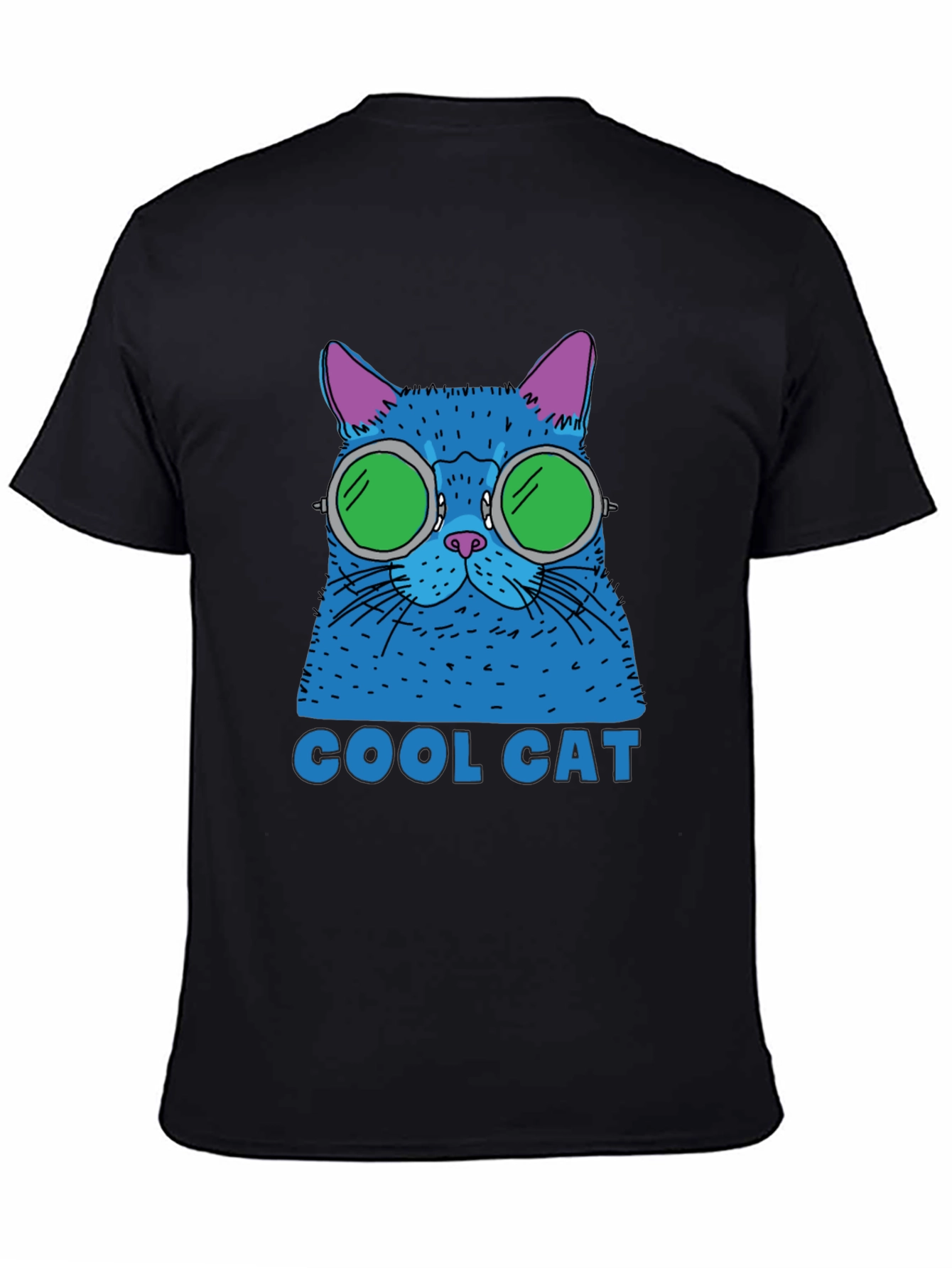 Cool Cat Graphic Tee - Black Cotton T-Shirt
