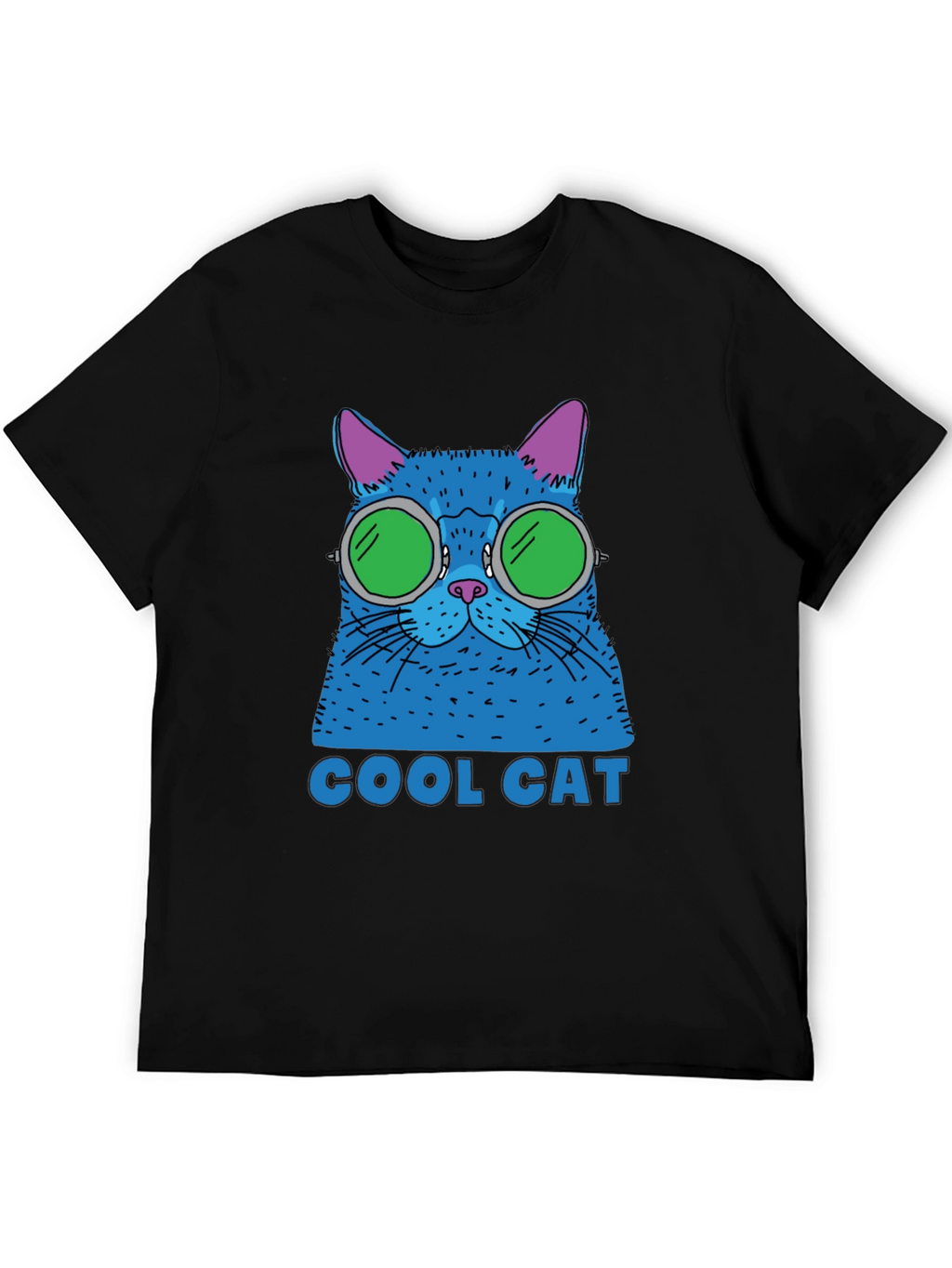 Cool Cat Graphic Tee - Black Cotton T-Shirt