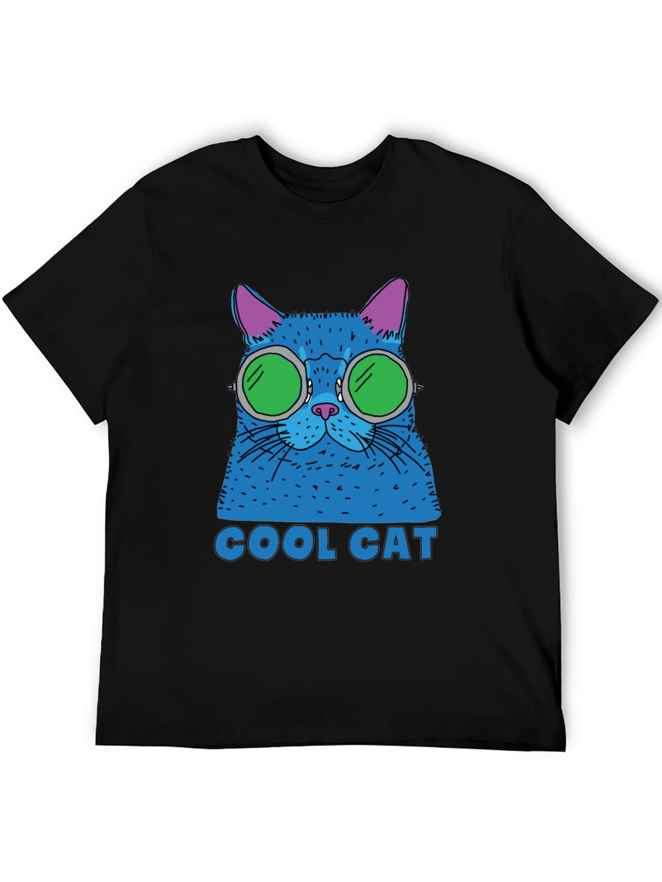 Cool Cat Graphic Tee - Black Cotton T-Shirt