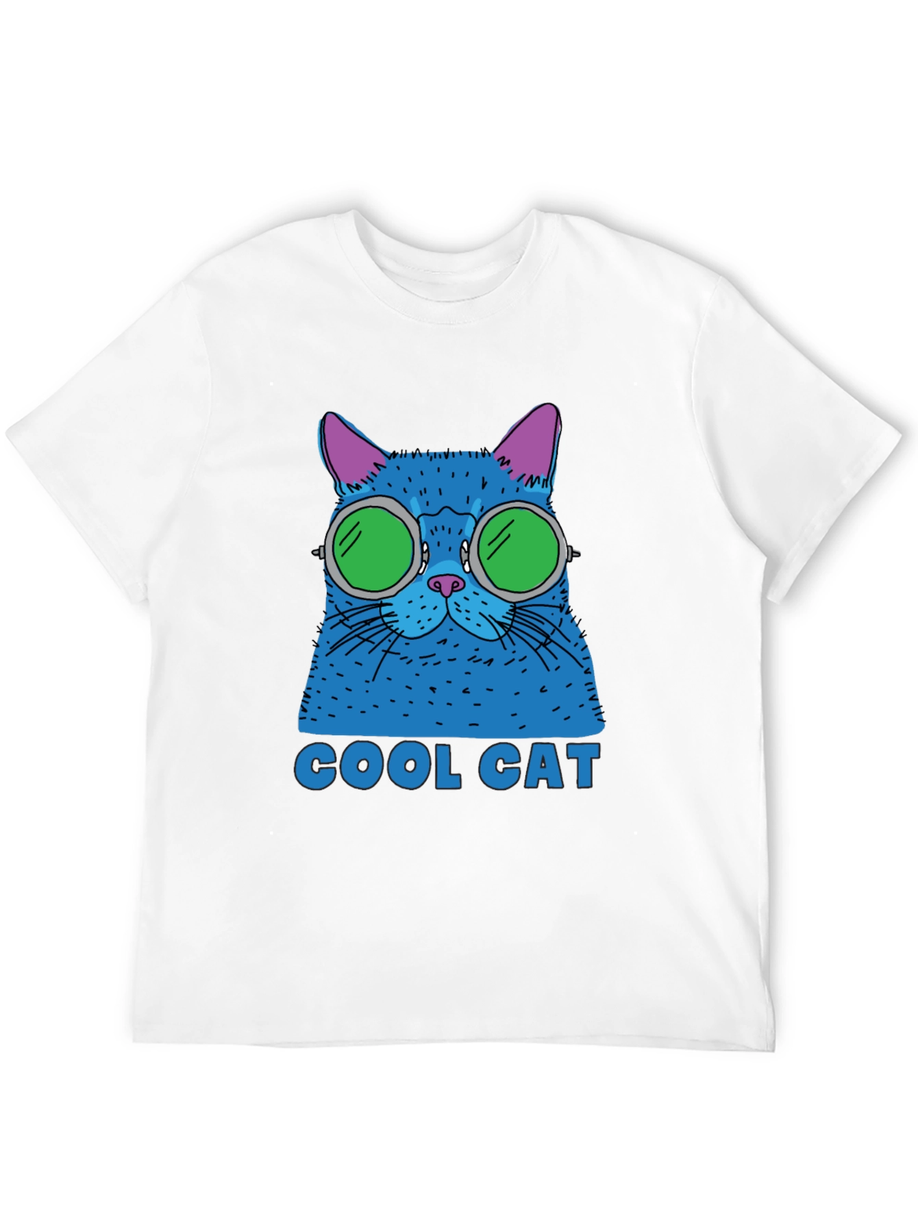 Cool Cat Graphic Tee - Black Cotton T-Shirt
