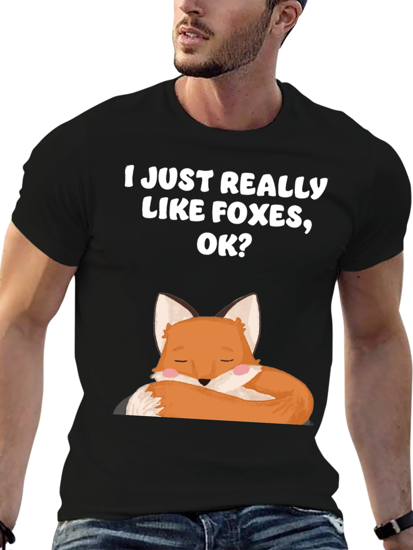 I Like Foxes Black T-Shirt