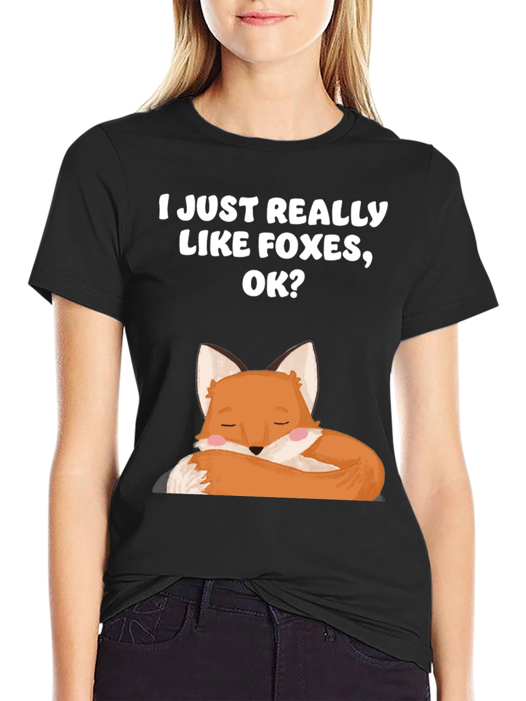 I Like Foxes Black T-Shirt
