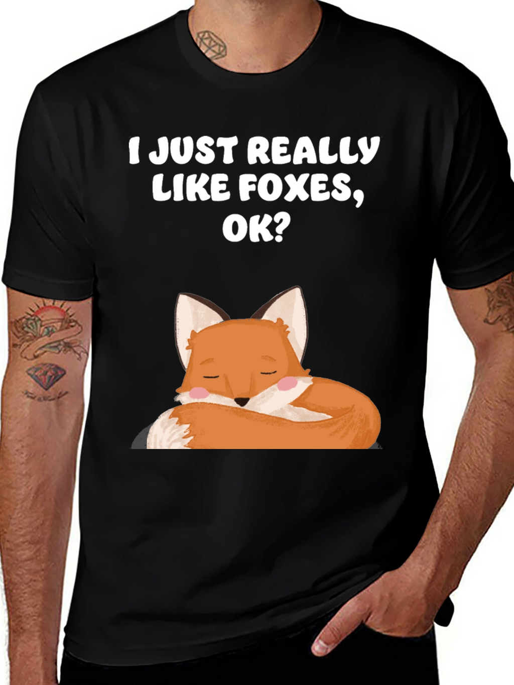 I Like Foxes Black T-Shirt