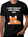 I Like Foxes Black T-Shirt