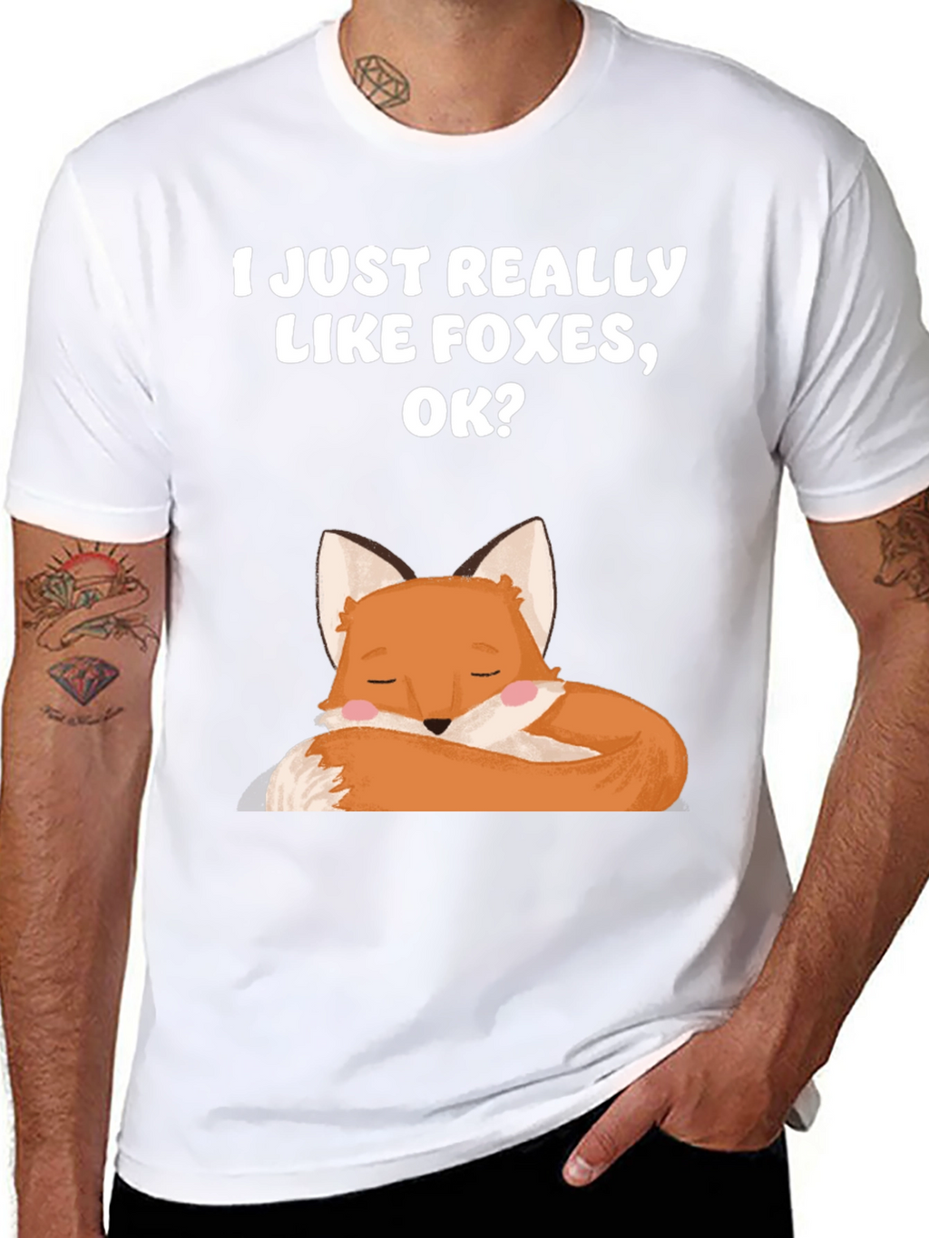 I Like Foxes Black T-Shirt
