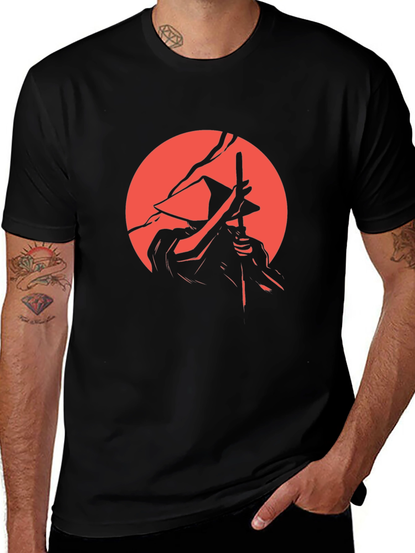 Samurai Graphic Tee - Black Cotton Blend