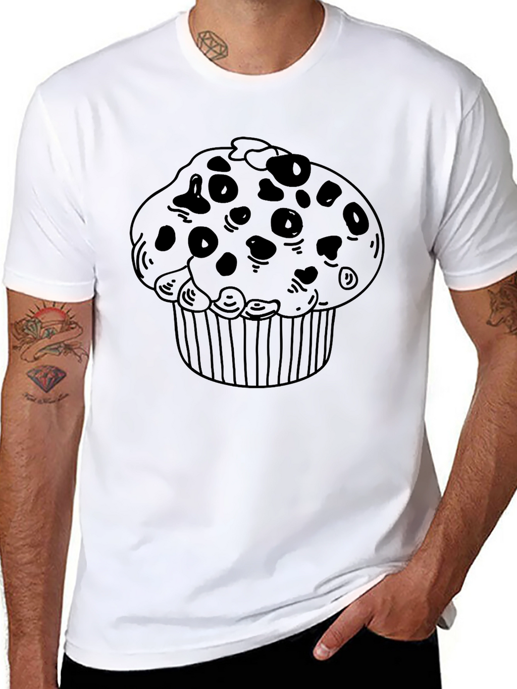 Muffin Graphic T-Shirt - Black Crew Neck Tee