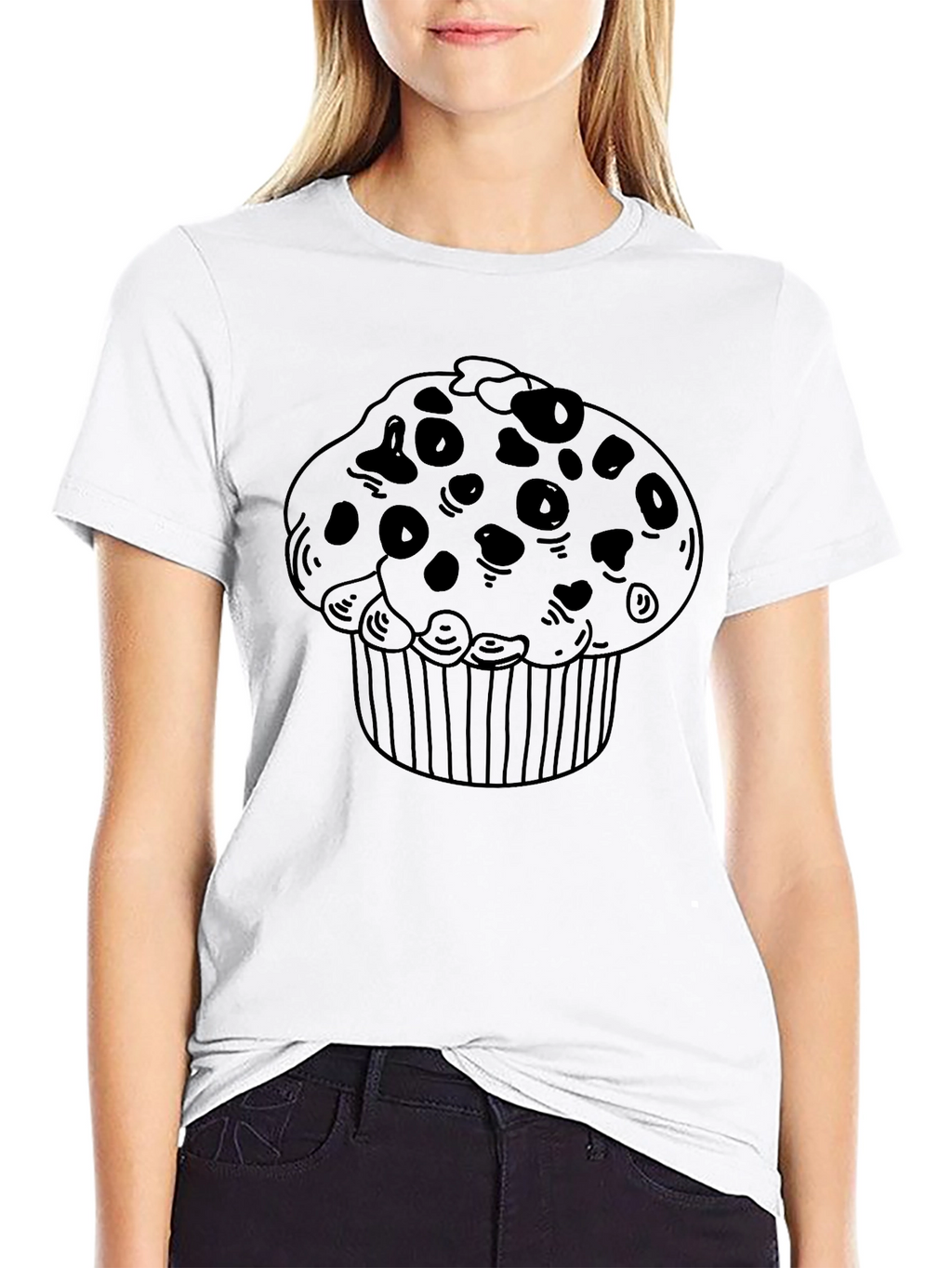 Muffin Graphic T-Shirt - Black Crew Neck Tee