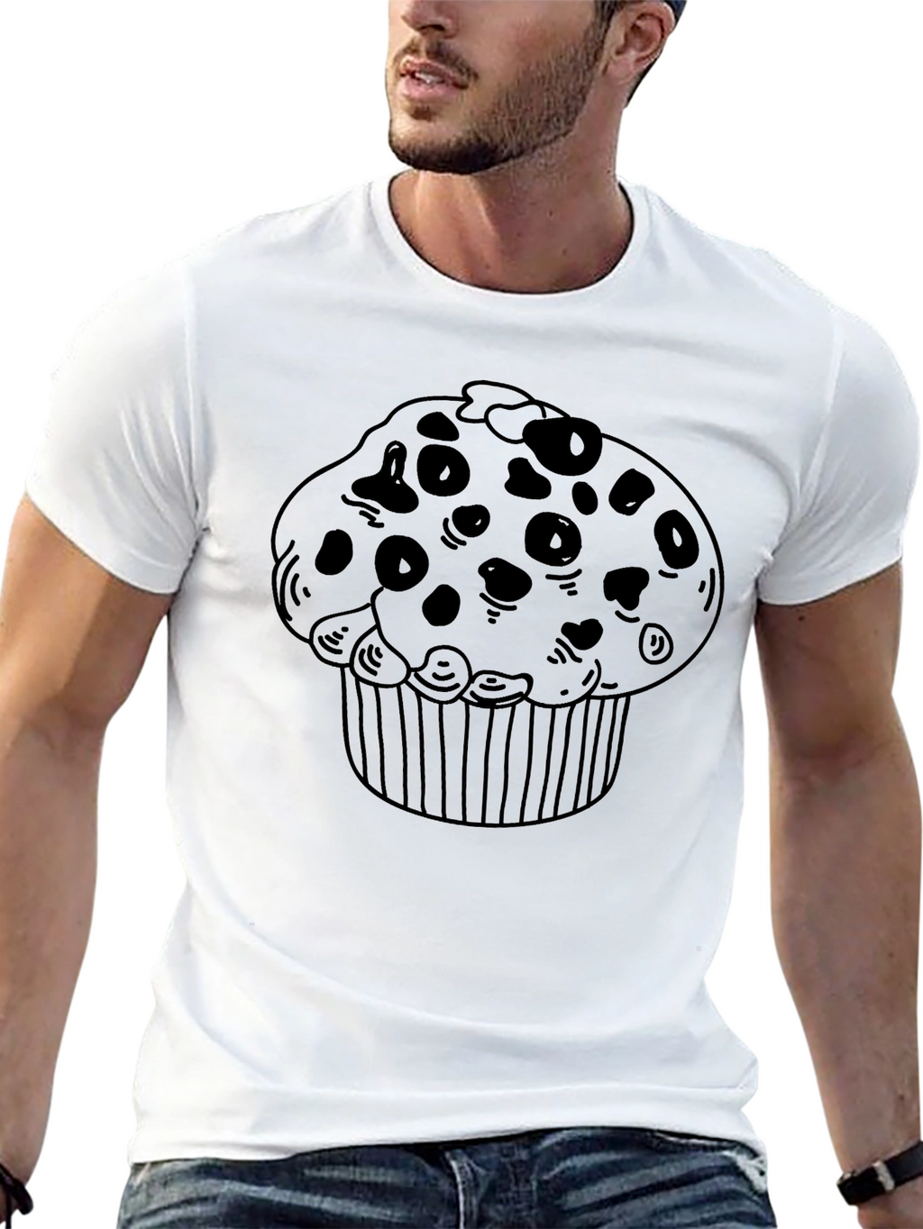 Muffin Graphic T-Shirt - Black Crew Neck Tee
