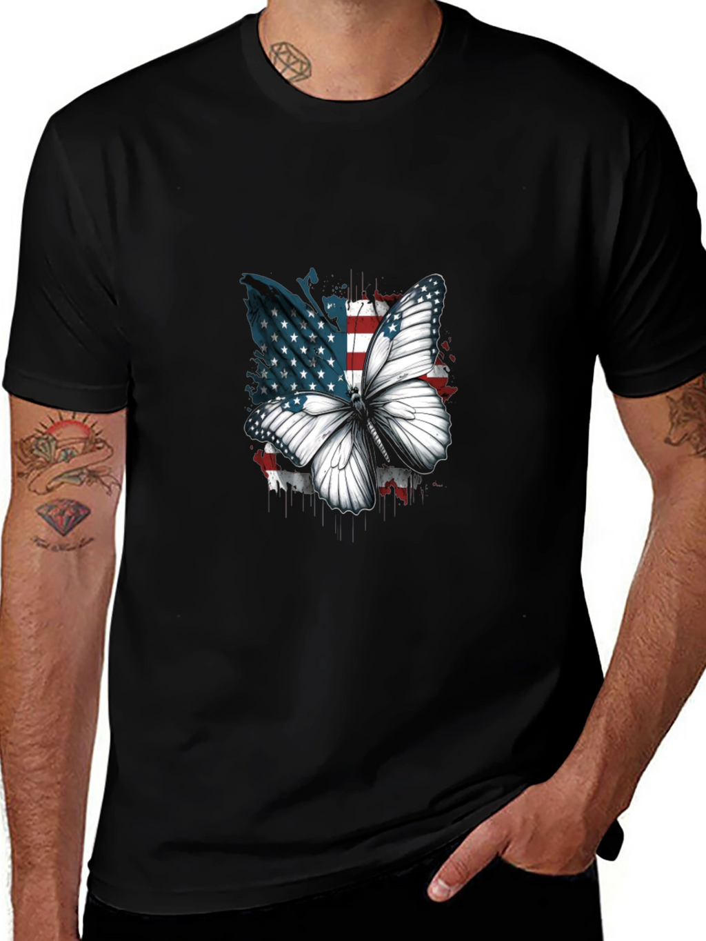 American Flag Butterfly Graphic Tee