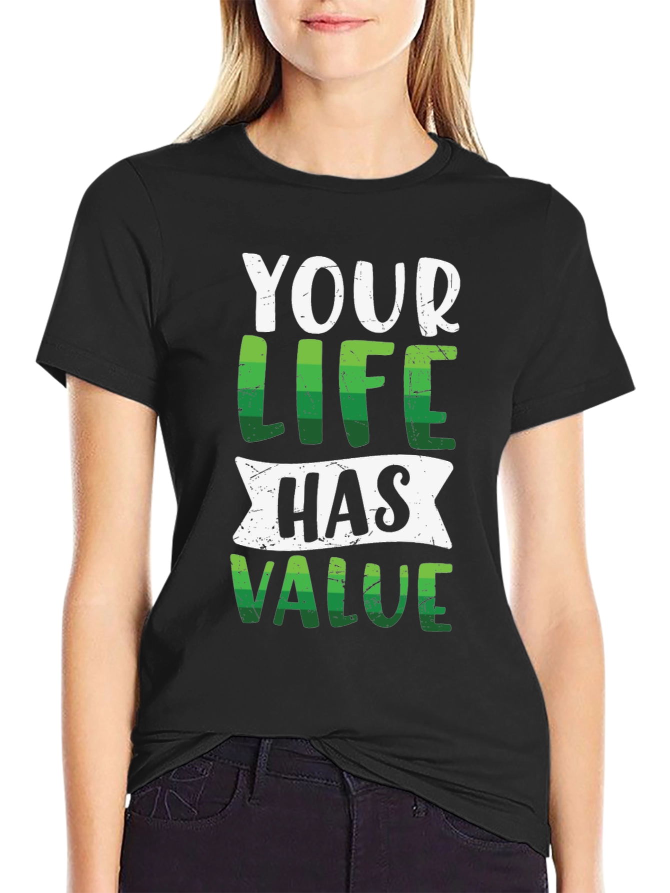 Your Life Has Value Graphic Tee - Black