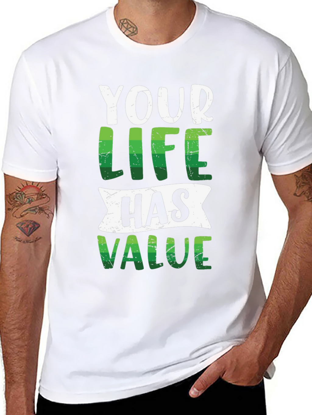 Your Life Has Value Graphic Tee - Black