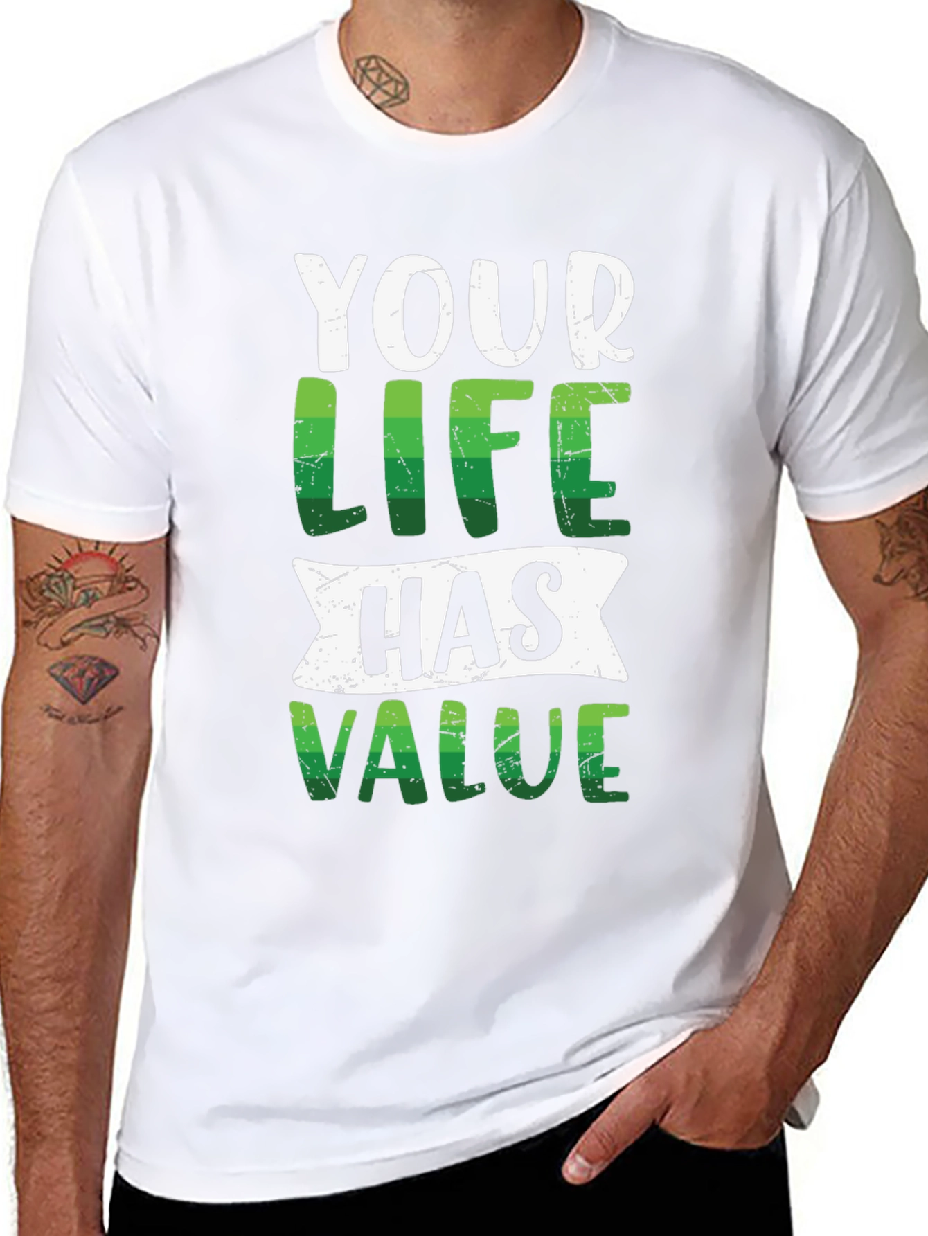 Your Life Has Value Graphic Tee - Black