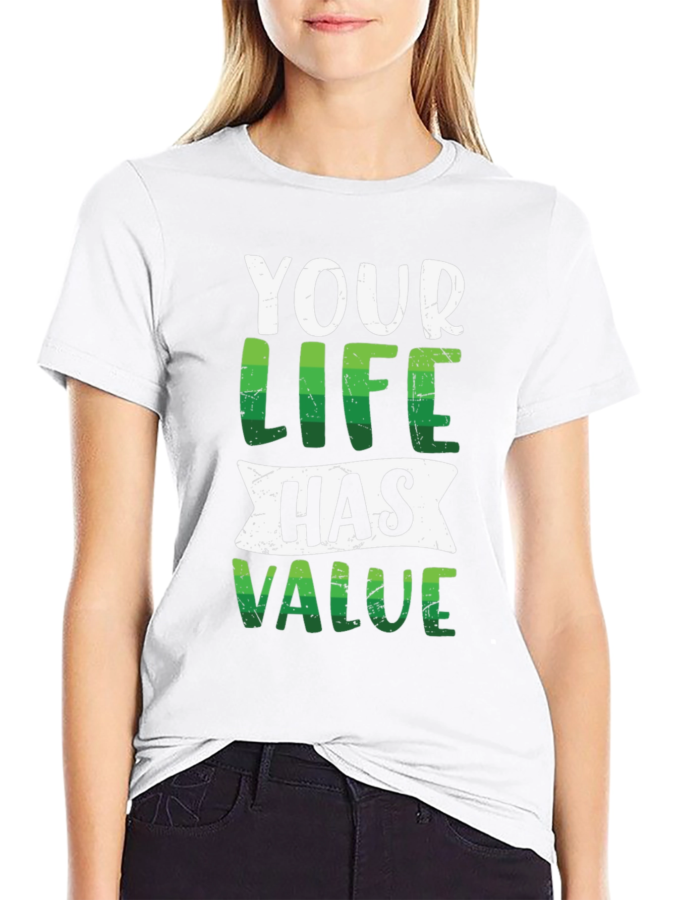 Your Life Has Value Graphic Tee - Black