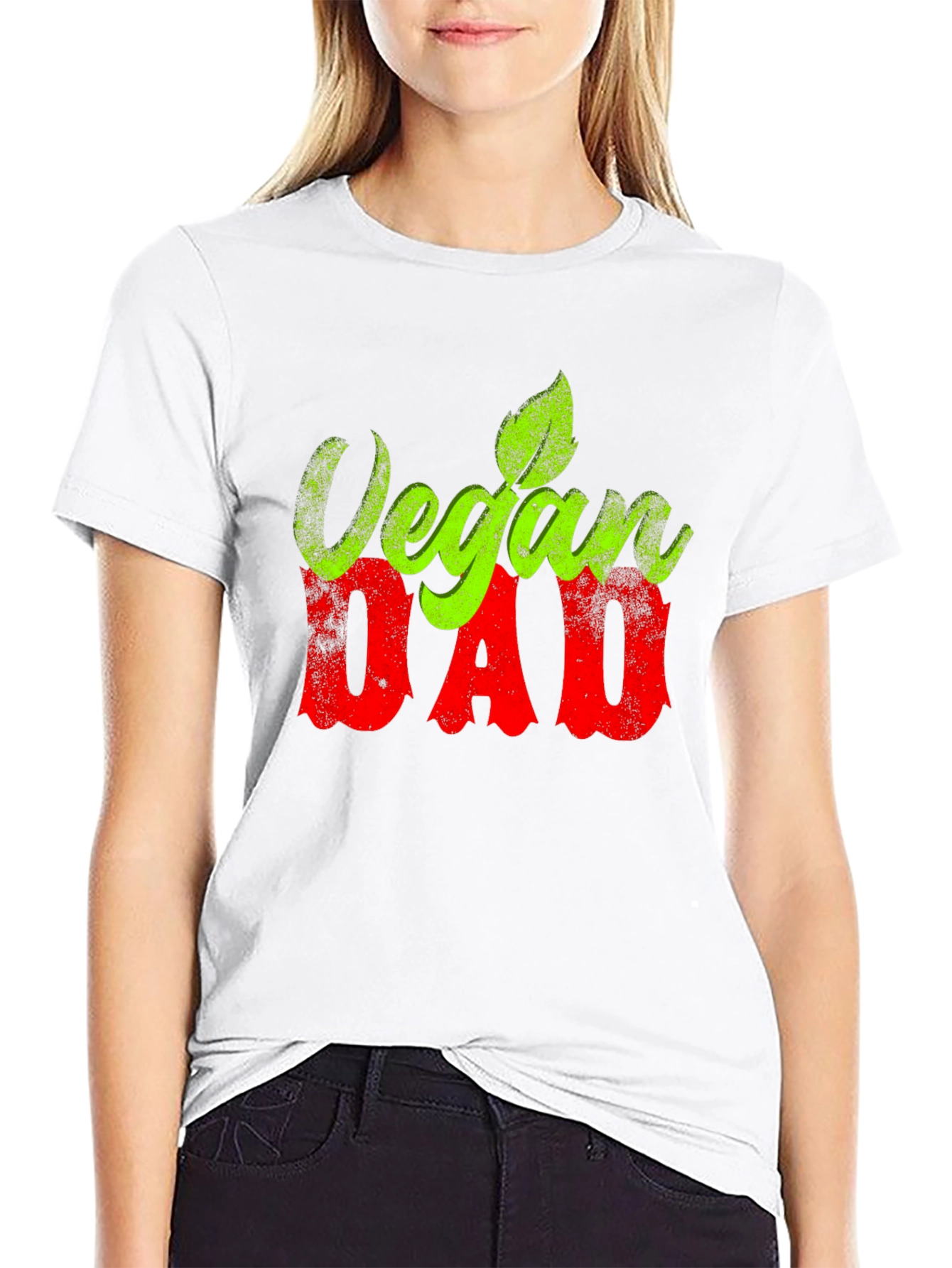 Vegan Dad T-Shirt - Green and Red Graphic Tee