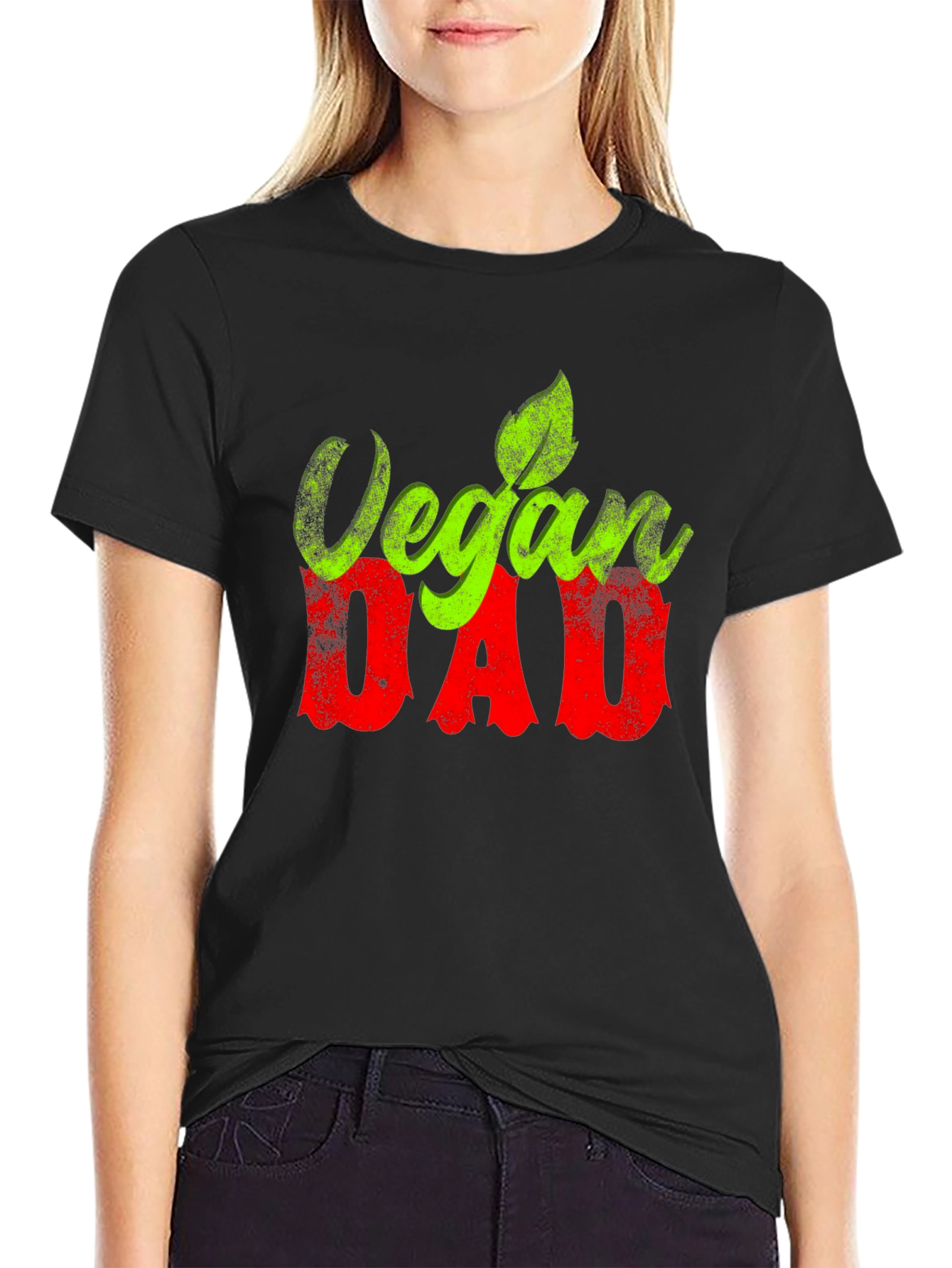Vegan Dad T-Shirt - Green and Red Graphic Tee