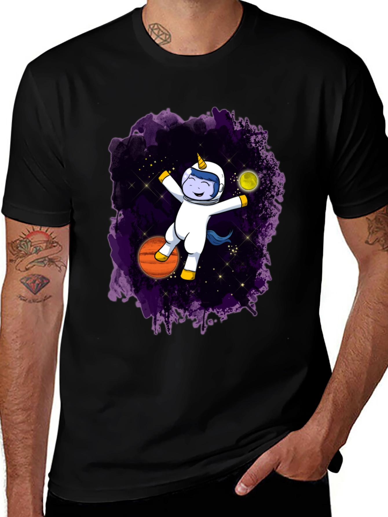 Astronaut Unicorn Graphic T-Shirt - Galaxy Space Design