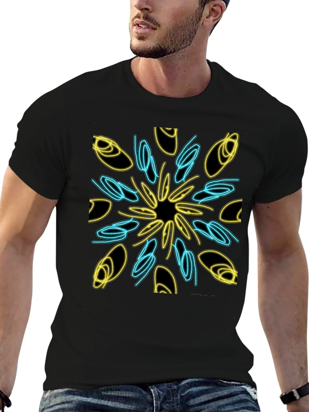 Modern Abstract Art Graphic Tee - Black