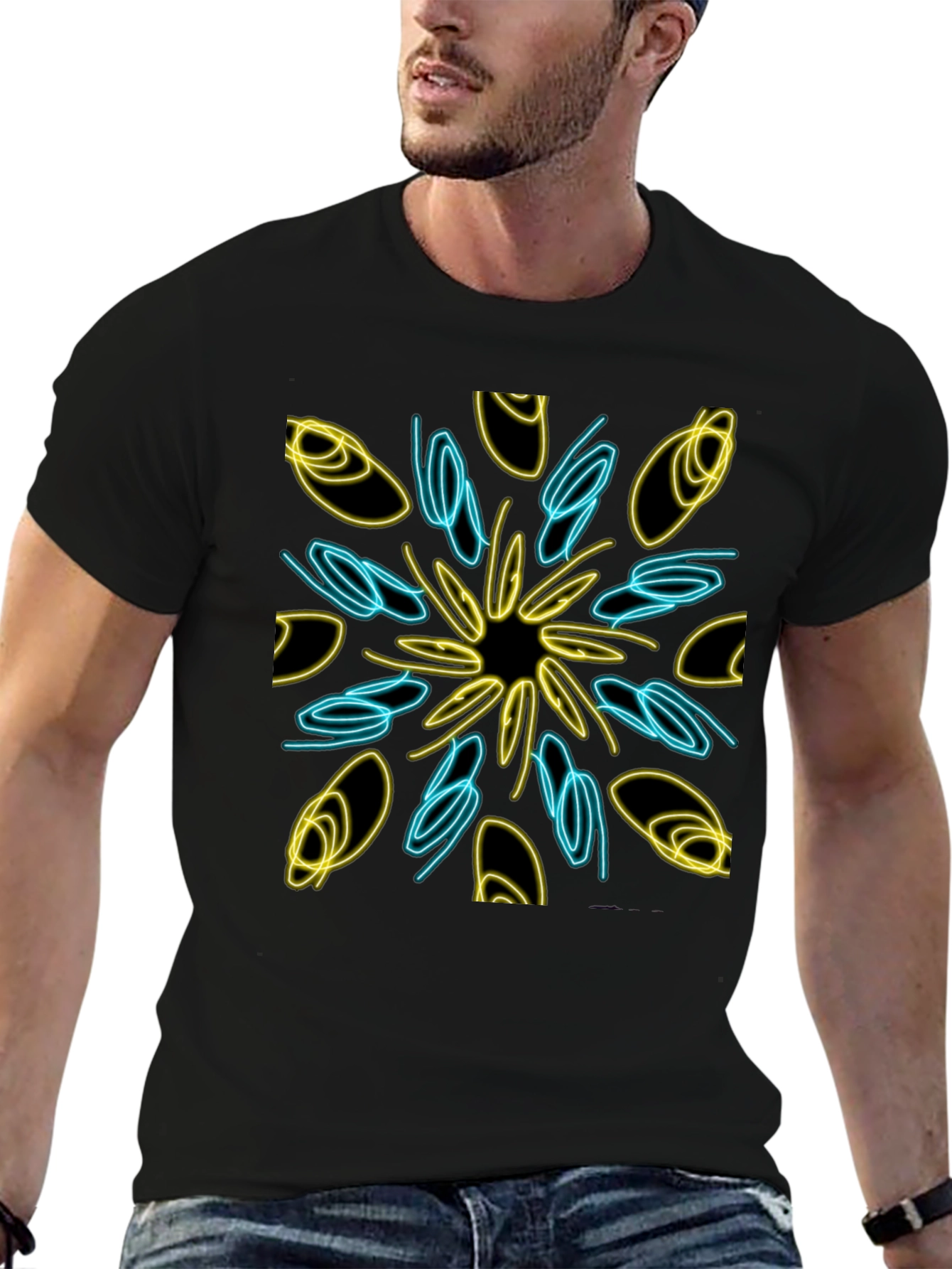 Modern Abstract Art Graphic Tee - Black