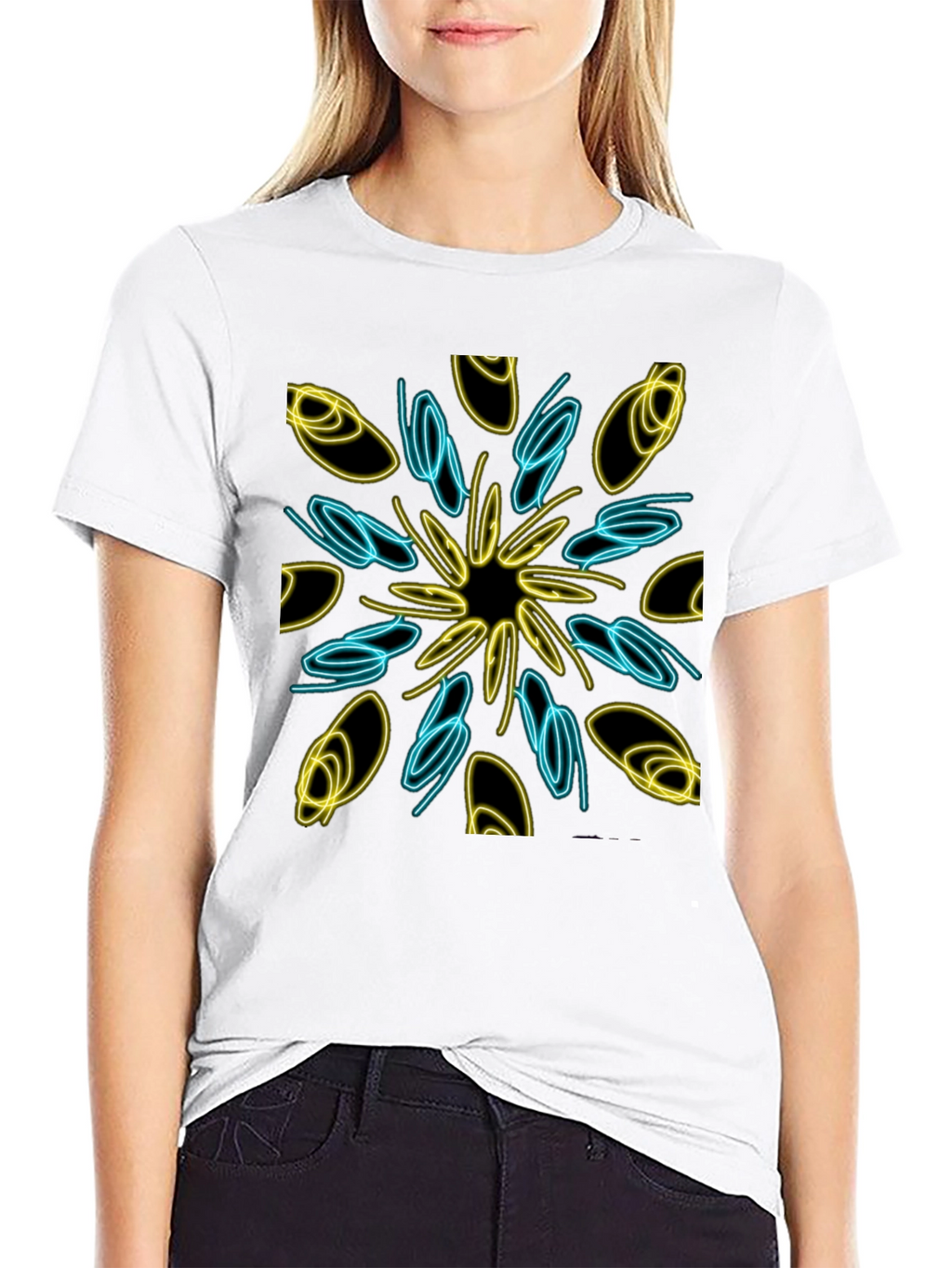 Modern Abstract Art Graphic Tee - Black