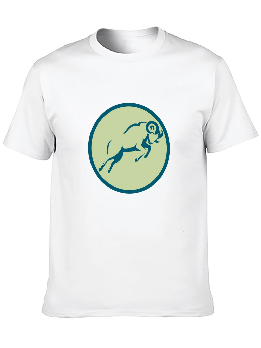 Black Tee with Ram Graphic Print