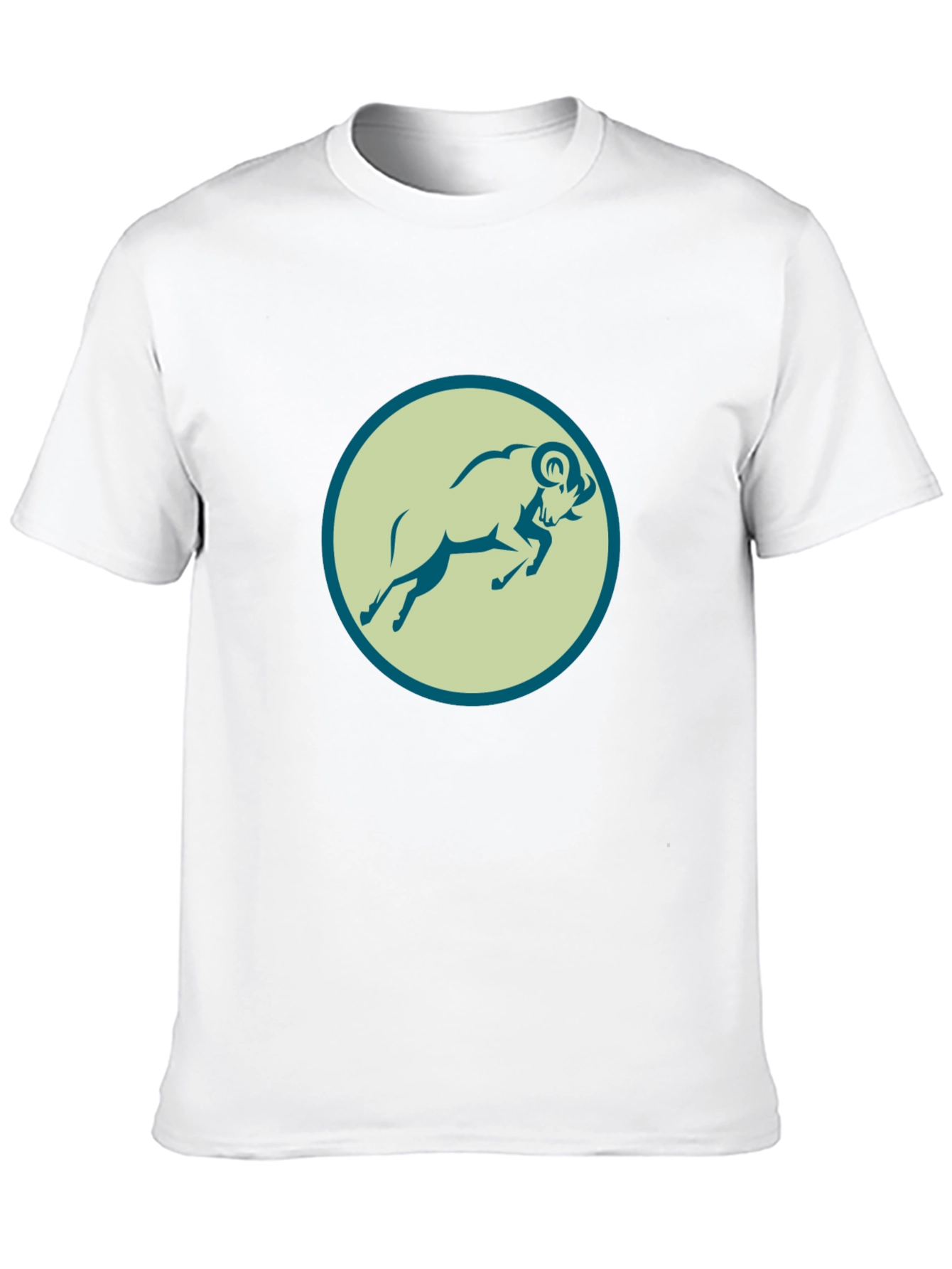 Black Tee with Ram Graphic Print