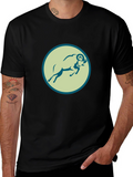 Black Tee with Ram Graphic Print