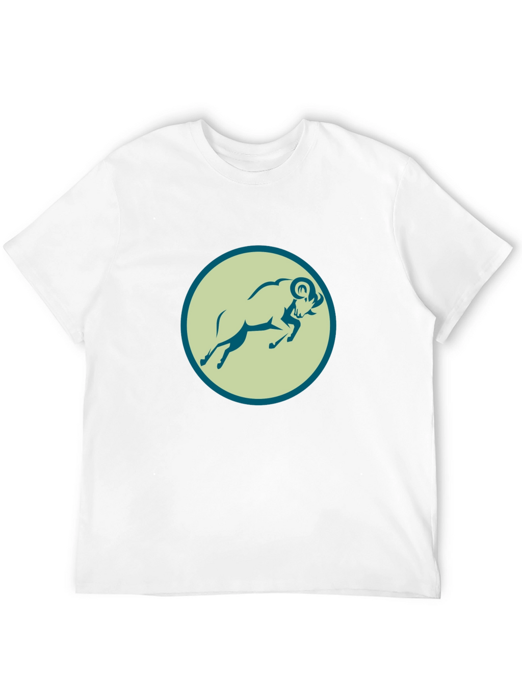 Black Tee with Ram Graphic Print