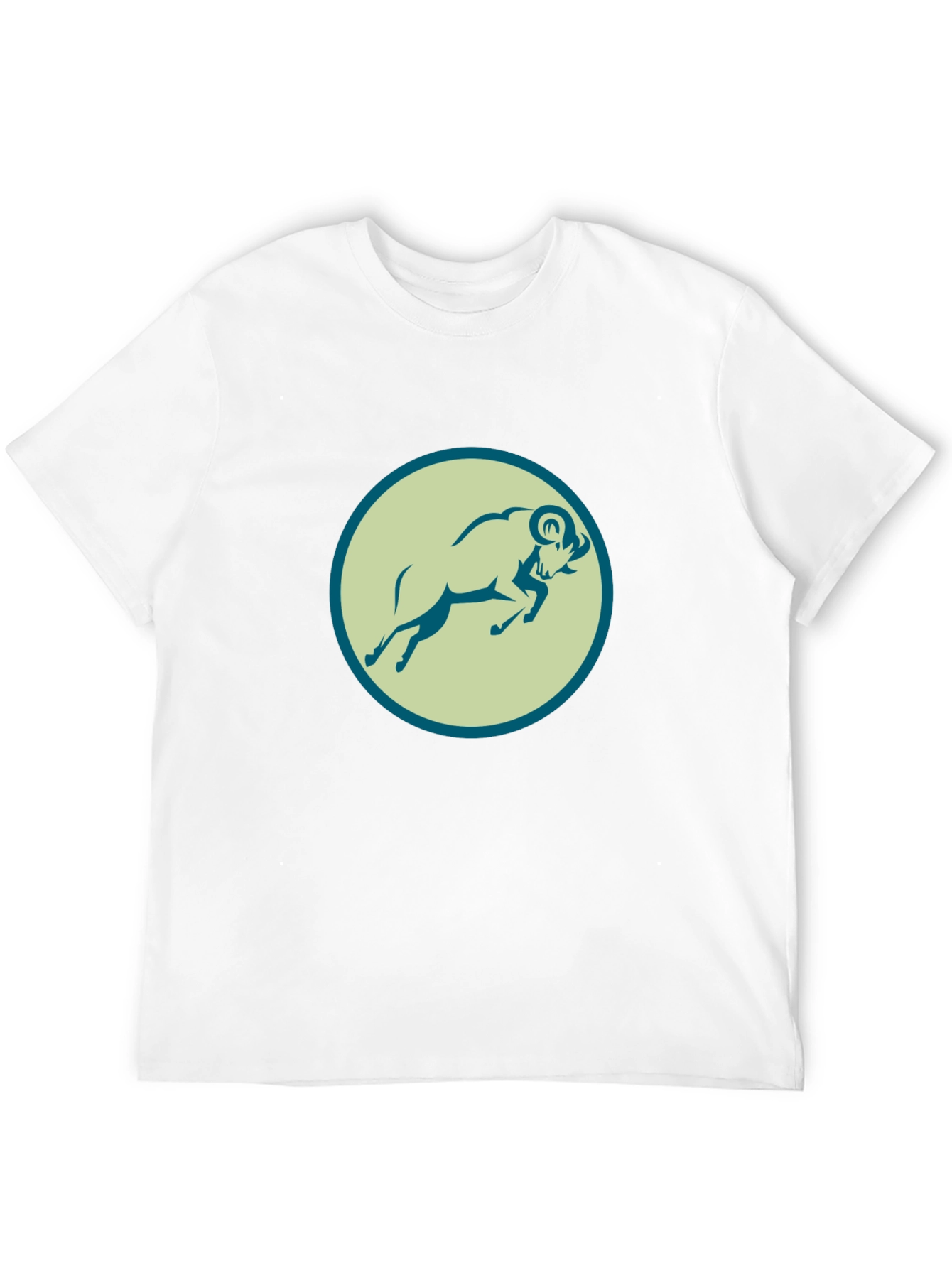 Black Tee with Ram Graphic Print