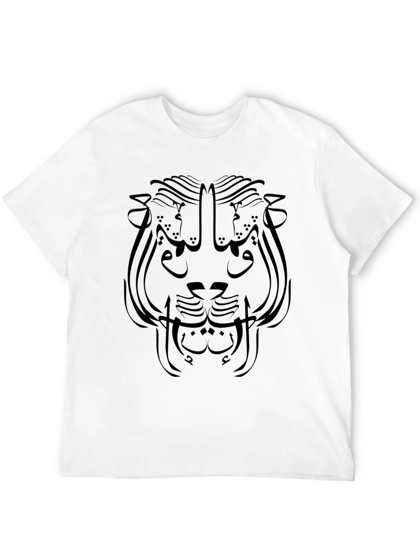 Abstract Lion Graphic T-Shirt - Black