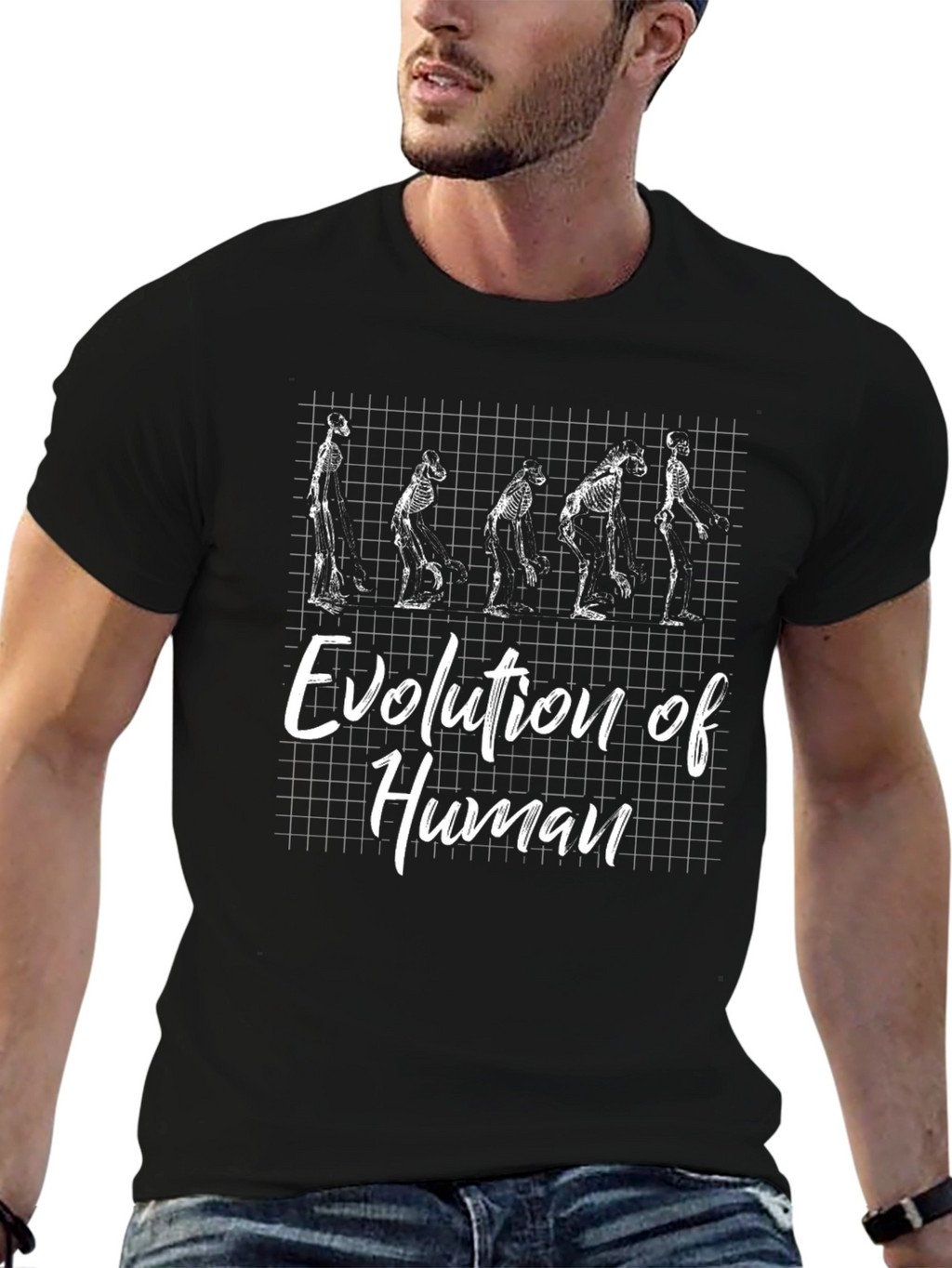 Evolution of Human Skeleton Graphic T-Shirt