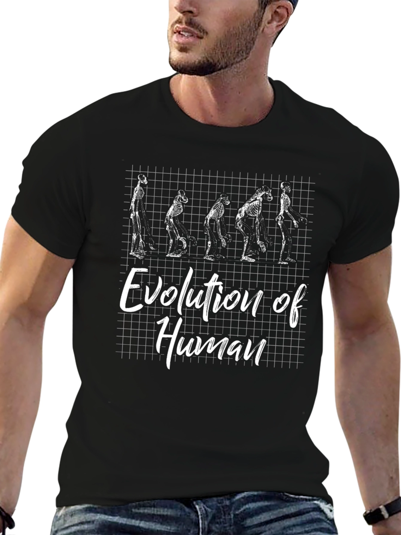 Evolution of Human Skeleton Graphic T-Shirt