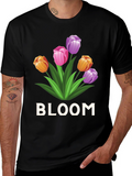 Bloom Flower Graphic Tee - Unisex Black T-Shirt