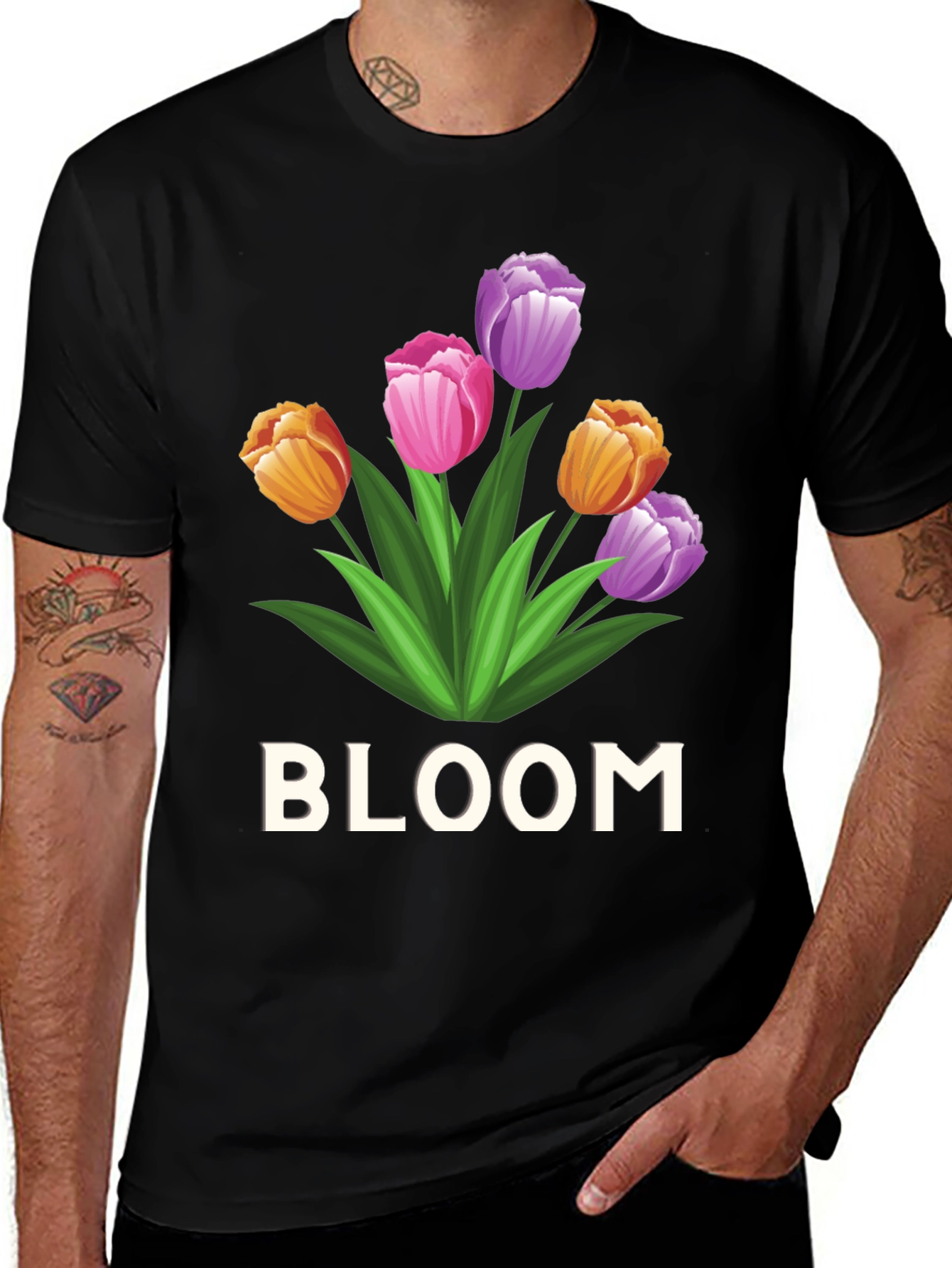 Bloom Flower Graphic Tee - Unisex Black T-Shirt