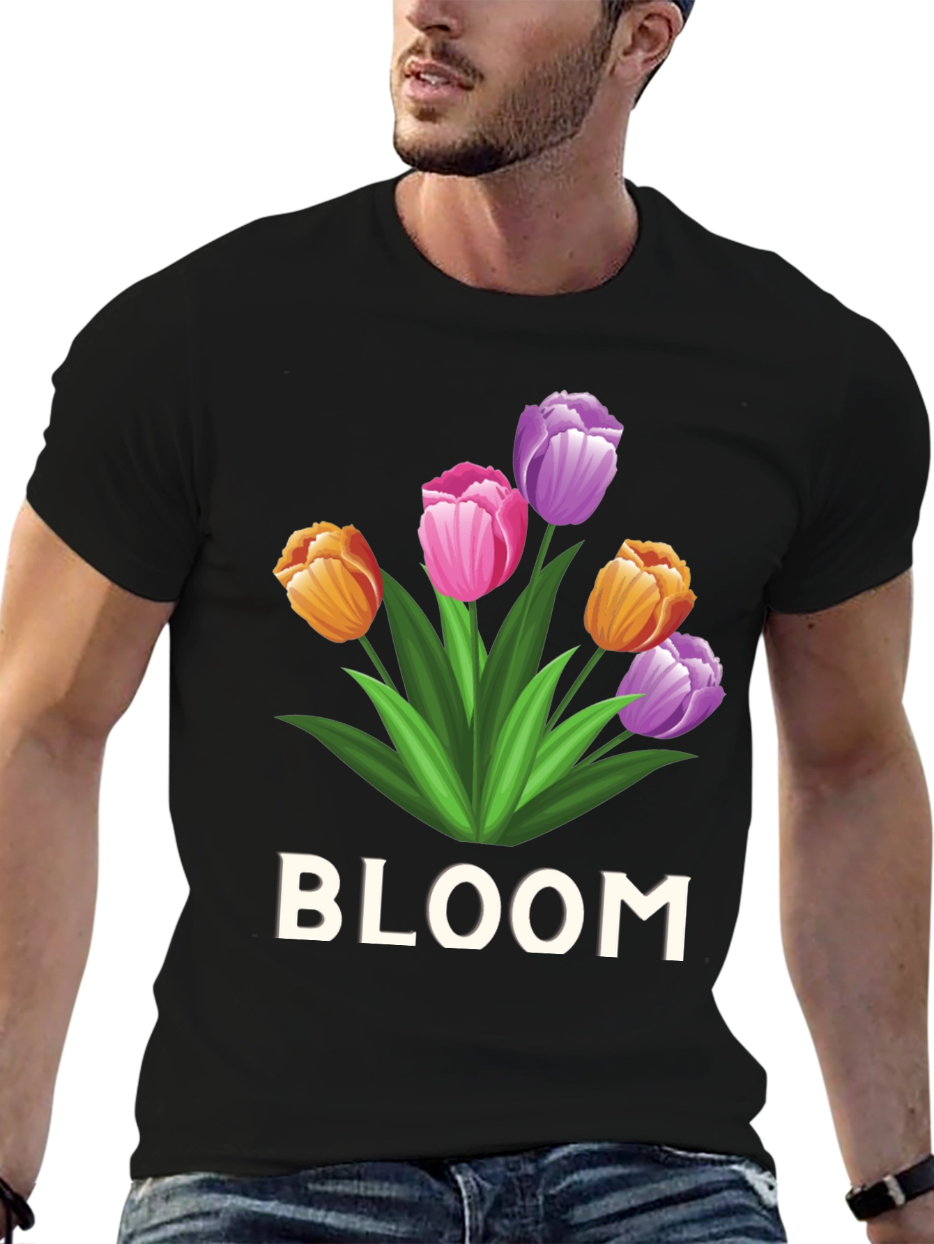 Bloom Flower Graphic Tee - Unisex Black T-Shirt