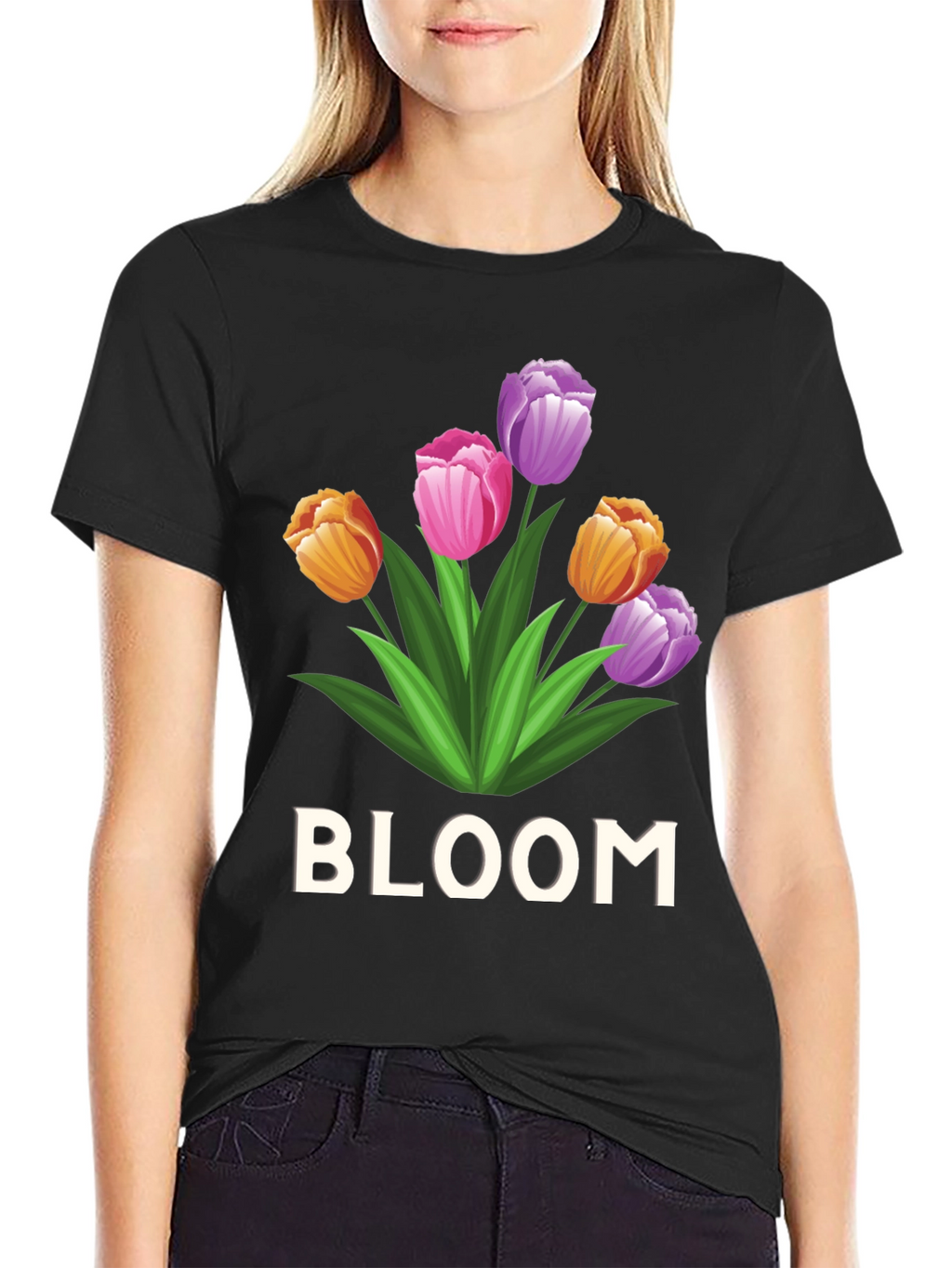 Bloom Flower Graphic Tee - Unisex Black T-Shirt