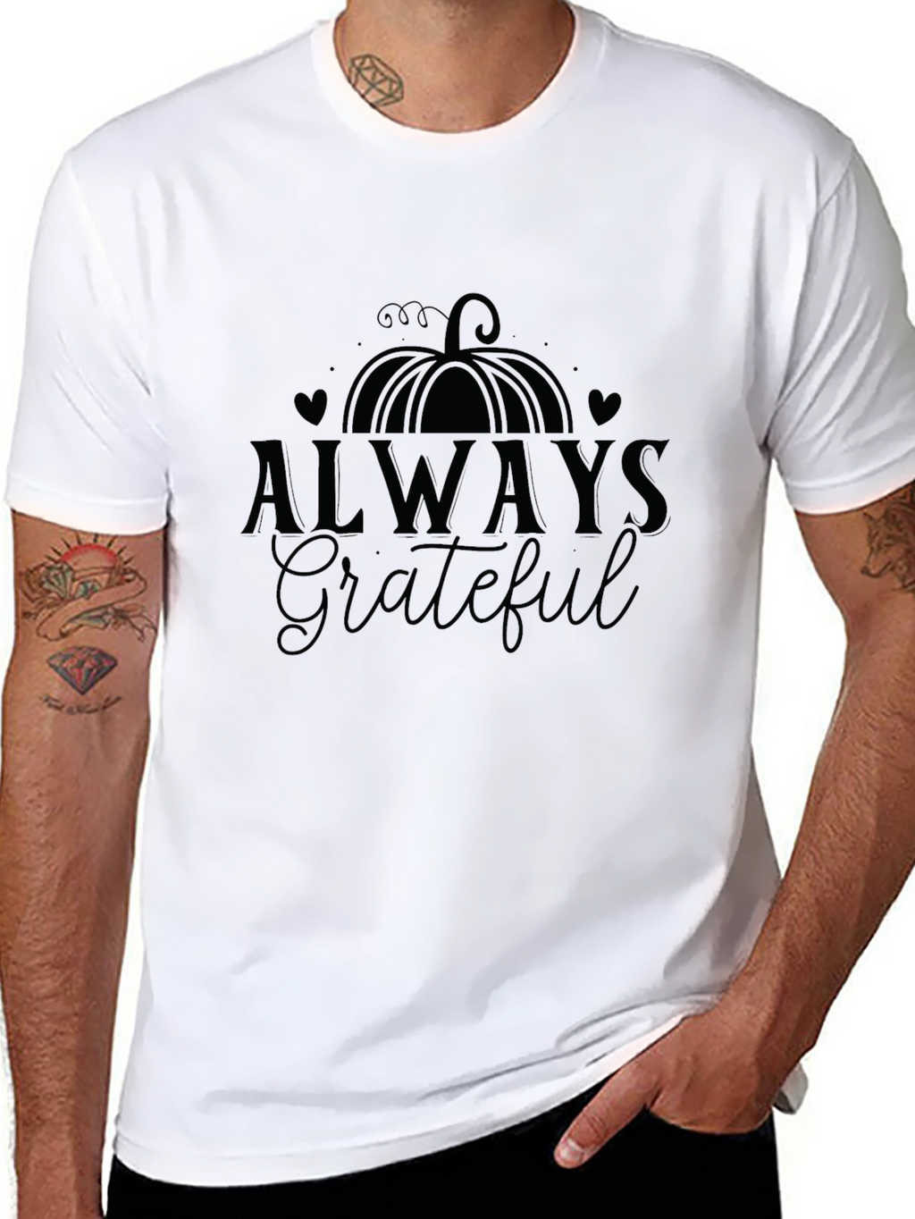 Always Grateful Pumpkin Graphic Tee - Black