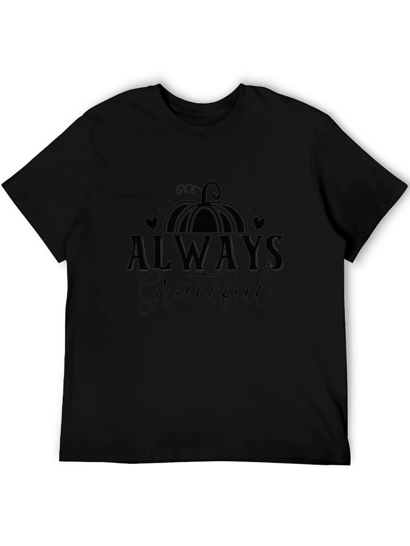 Always Grateful Pumpkin Graphic Tee - Black