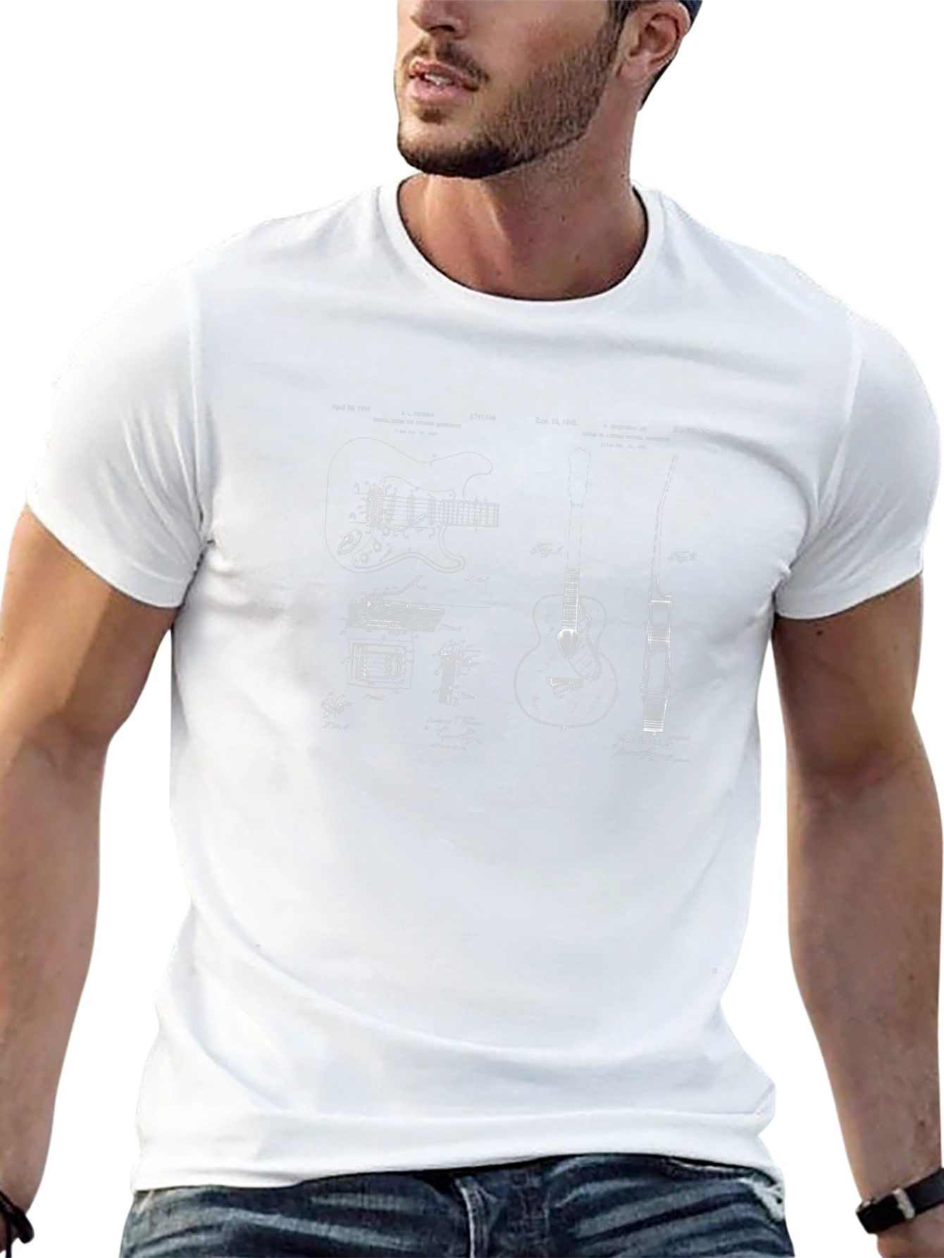 Guitar Patent Blueprint T-Shirt - Musician Gift